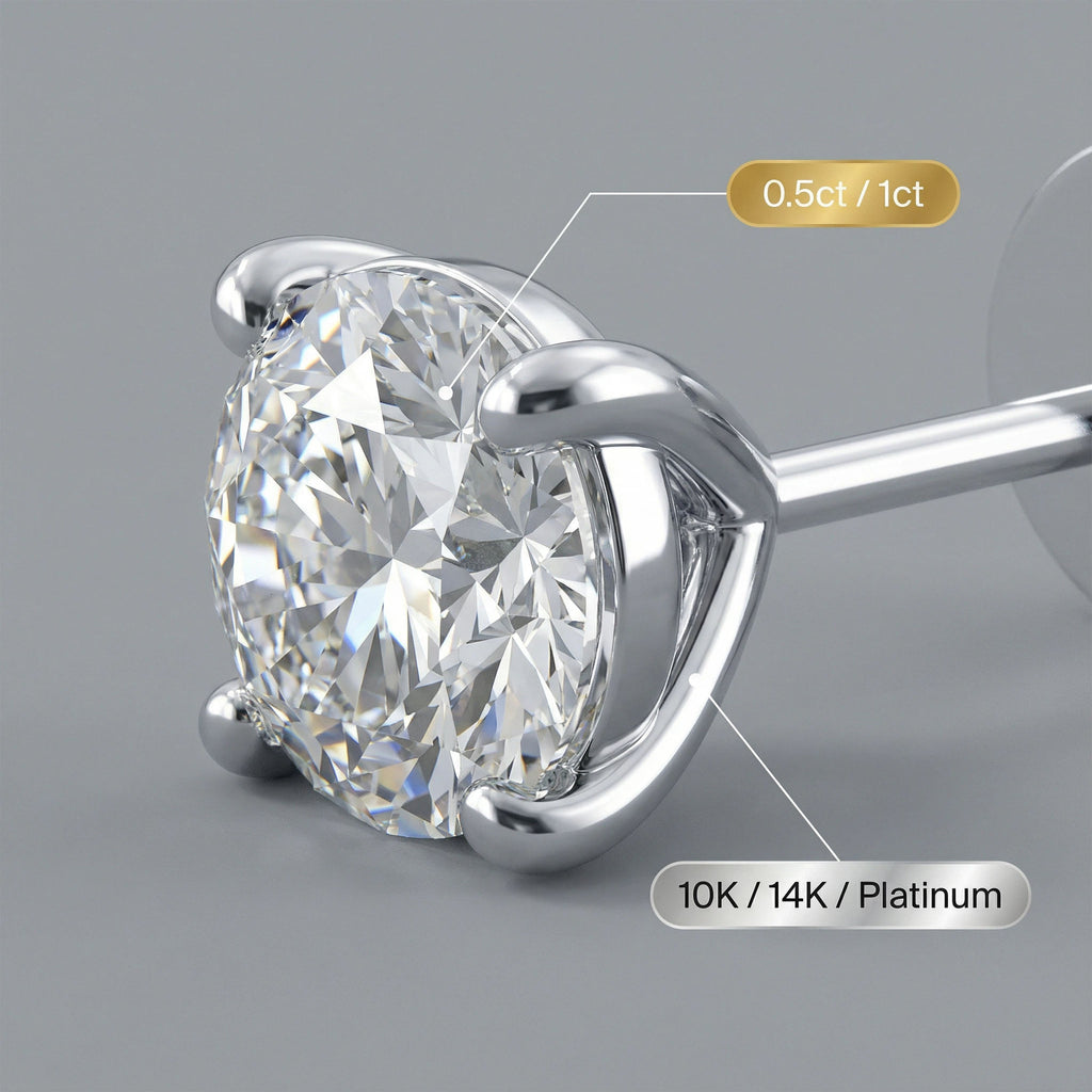 Pure First Light Lab-Grown Diamond Solitaire Stud Earrings