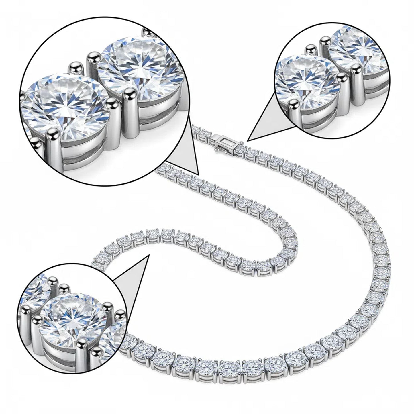 Classic Lab-Grown Diamond Tennis Necklace - Customize in 18K Gold | Total diamond carat weight: 13.7-24ct