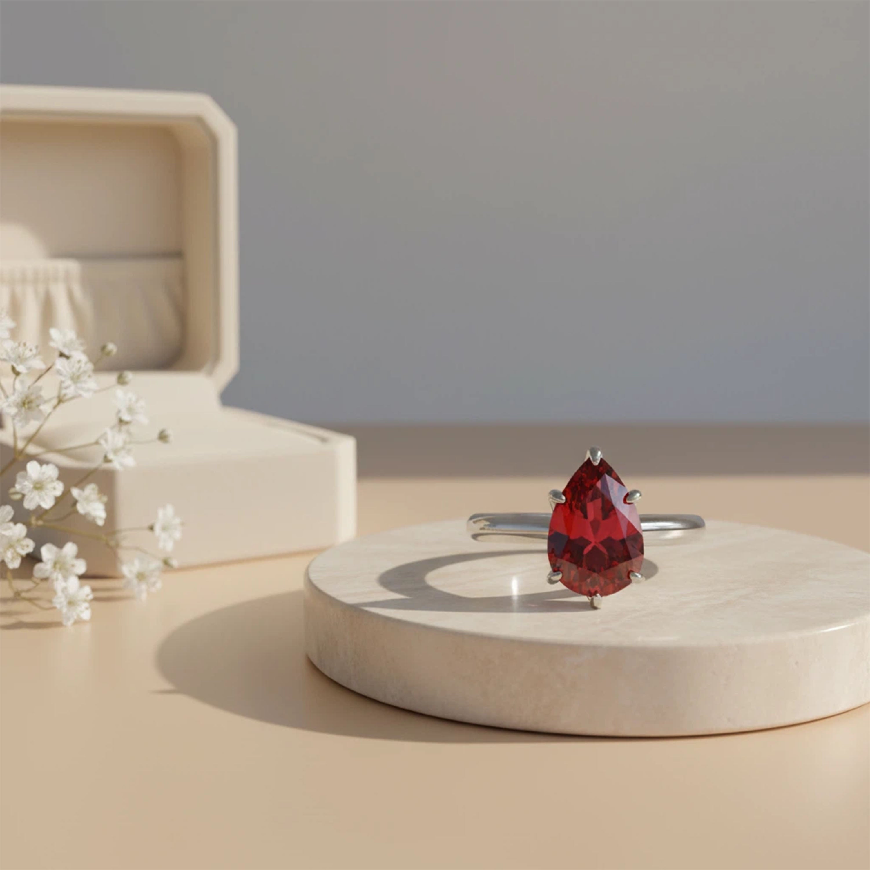 Crimson Promise 2CT Pear-Cut Lab-Grown Ruby Solitaire Ring
