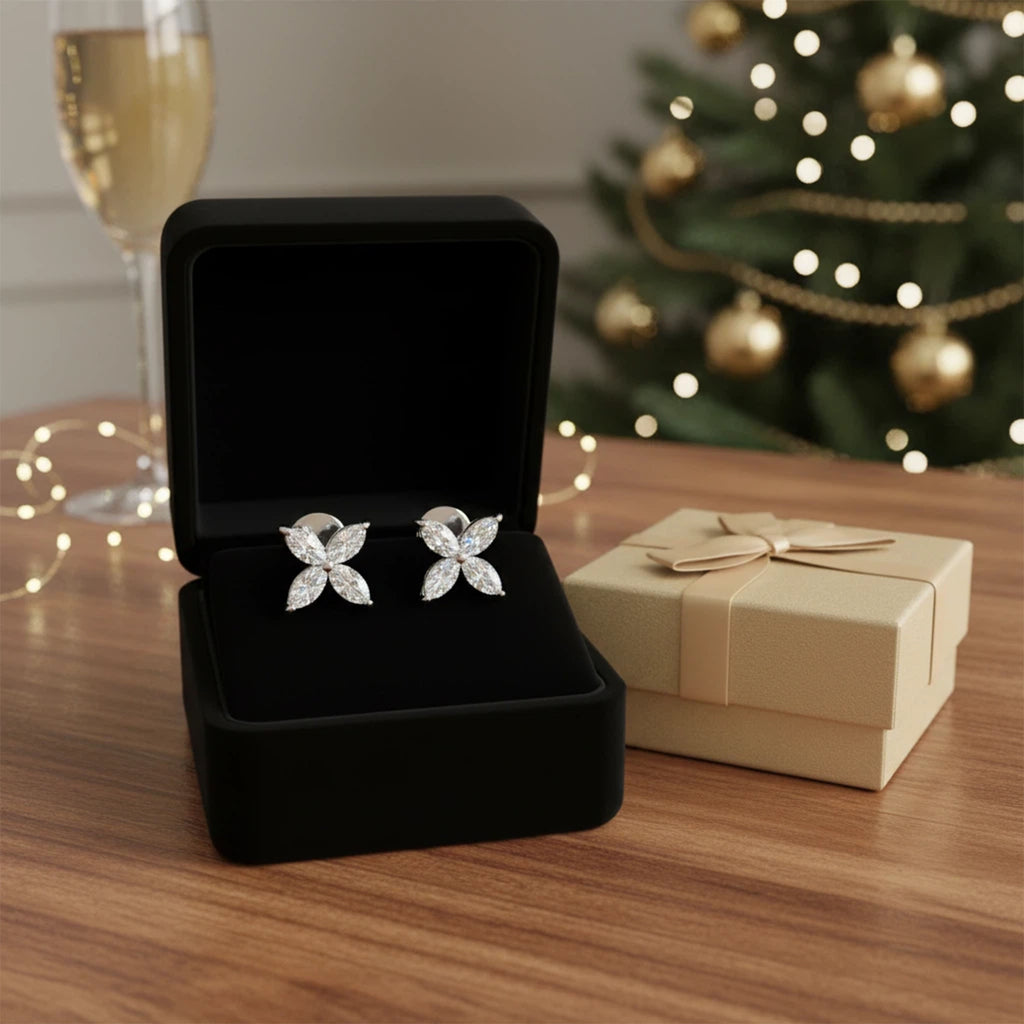 Classic Marquise Lab-Grown Diamond Stud Earrings in Gold | 1ct or 2ct Total Weight