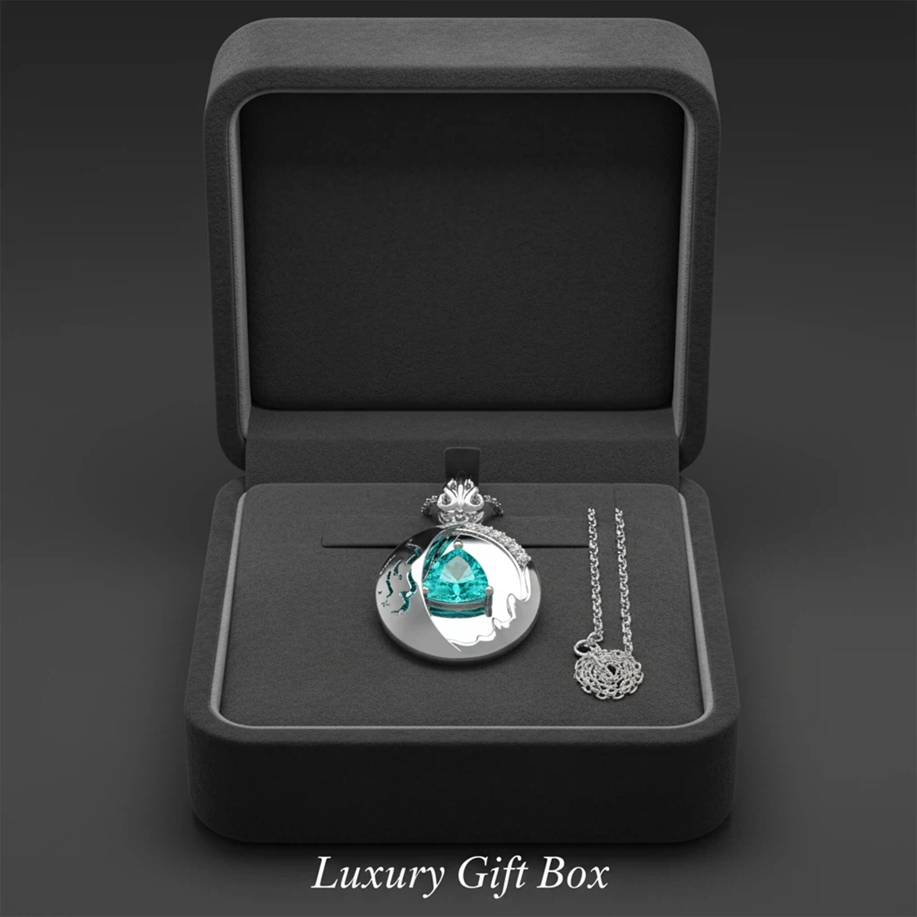 Lab-Grown 1CT Paraíba Pendant Necklace with 6 VVS1-VVS2 D-E Color Diamonds, 10K/14K White/Yellow/Rose Gold & Platinum, Perfect Gift for Anniversary/Valentine’s Day/Christmas