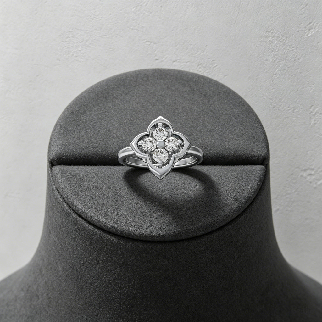 Serene Bleoom Clover Moissanite Ring