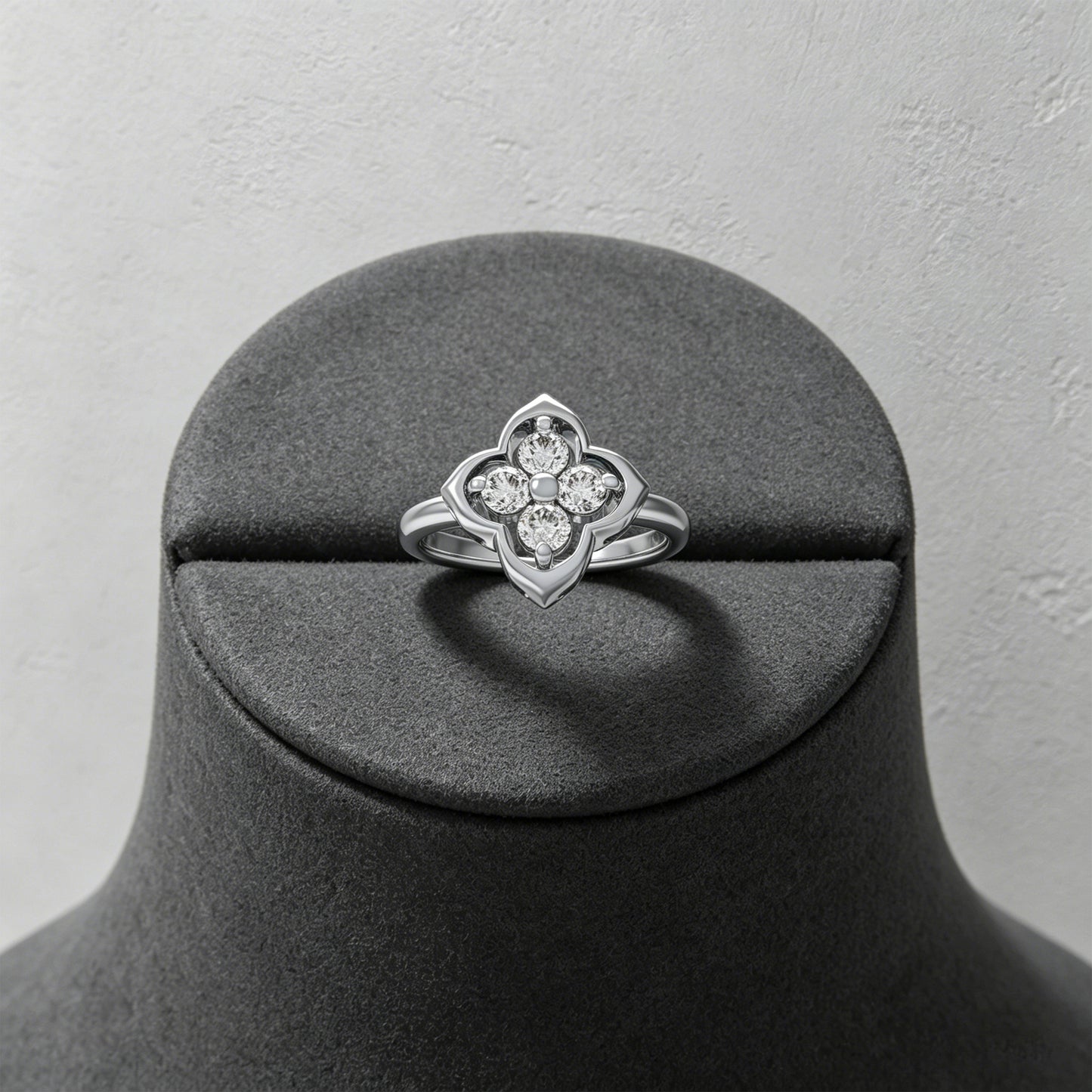 925 Sterling Silver Song Dynasty Inspired Moissanite Ring, 0.2 CTW, 4 Lab-Created Moissanites Promise Ring