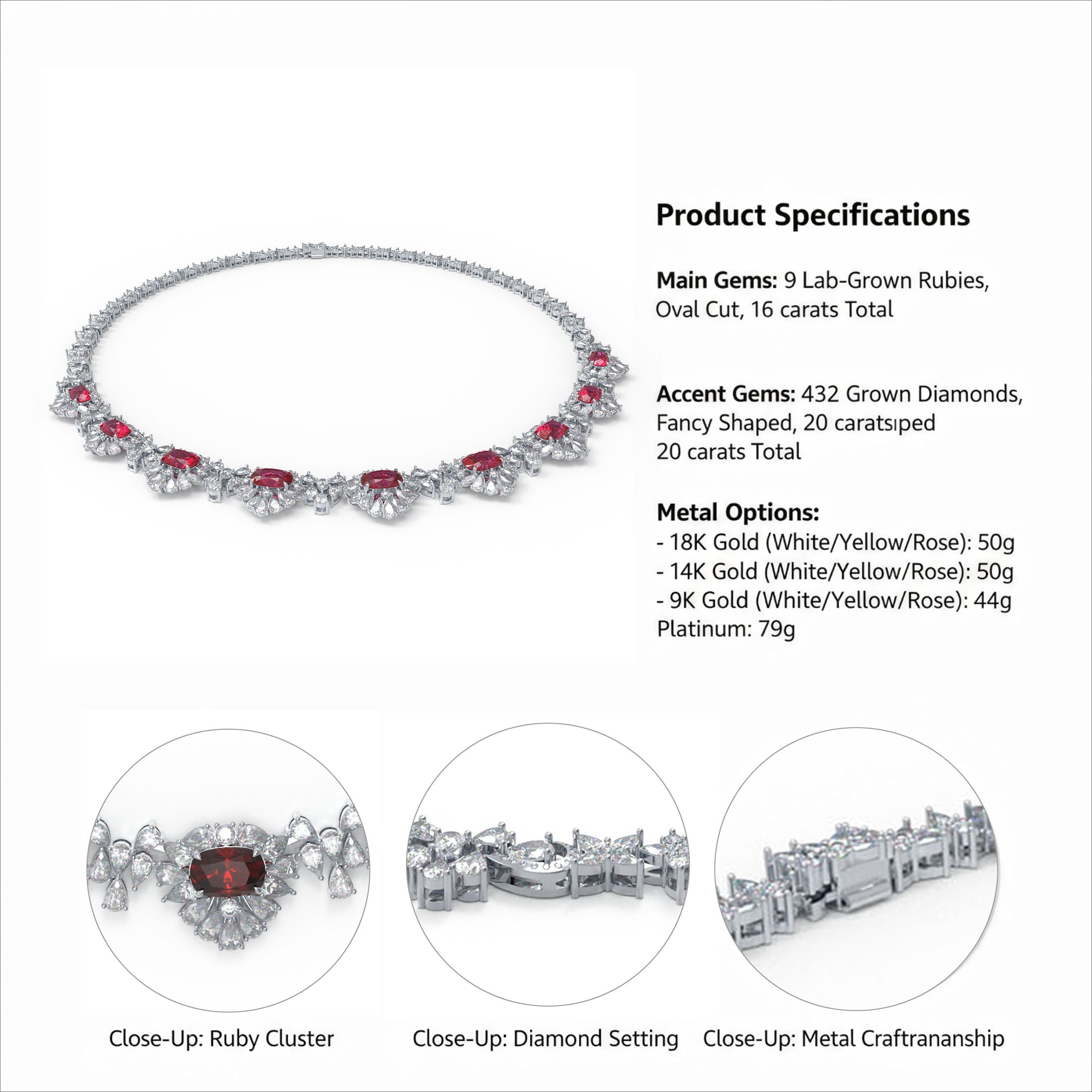 ELVORIQUE Atelier Cultured Ruby and Lab-Grown Diamond Necklace