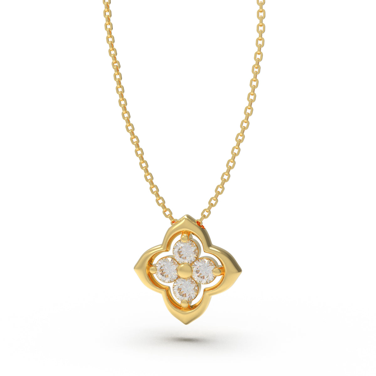 Song-Inspired Four-Petal Yellow Gold Diamond Necklace