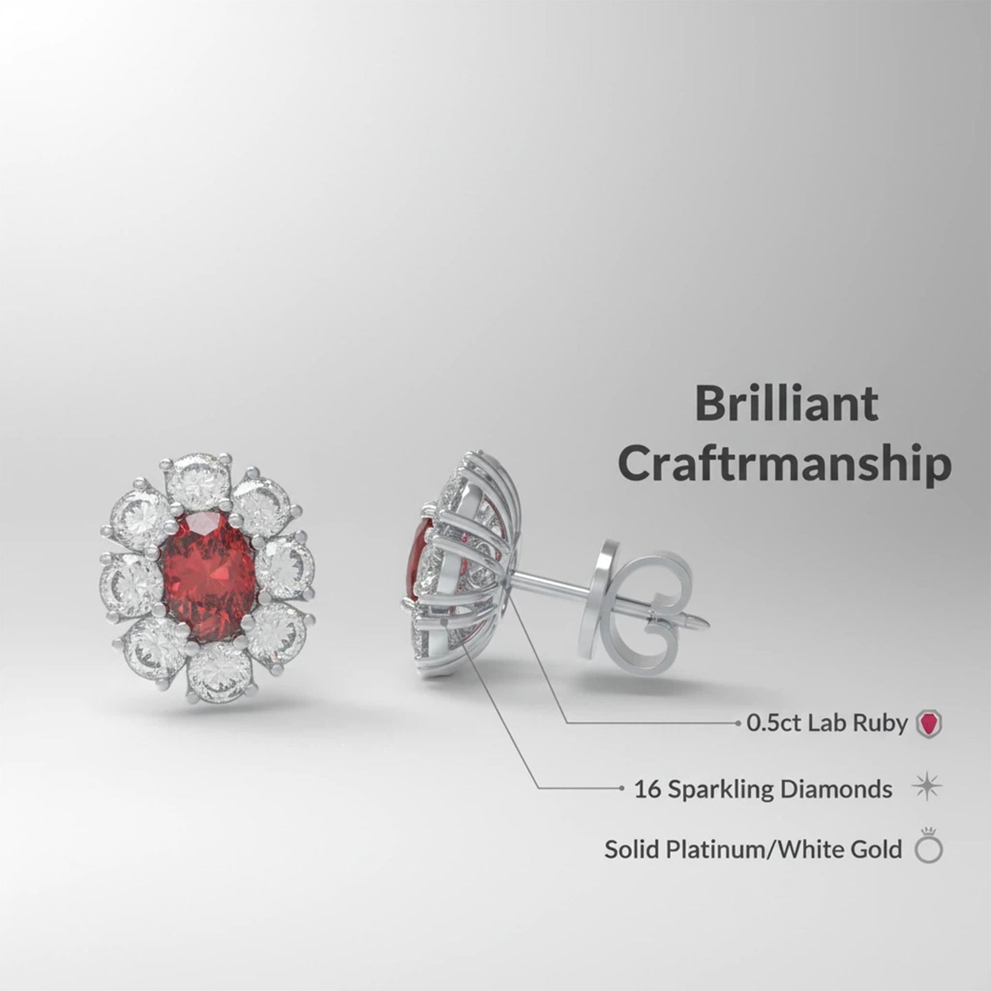 Customizable 10K/14K Rose/White/Yellow Gold Or 950 Platinum Double Lab-Grown Ruby Earrings (1.5ct Total) | VVS1-VVS2 D-E Color | Gift for Women