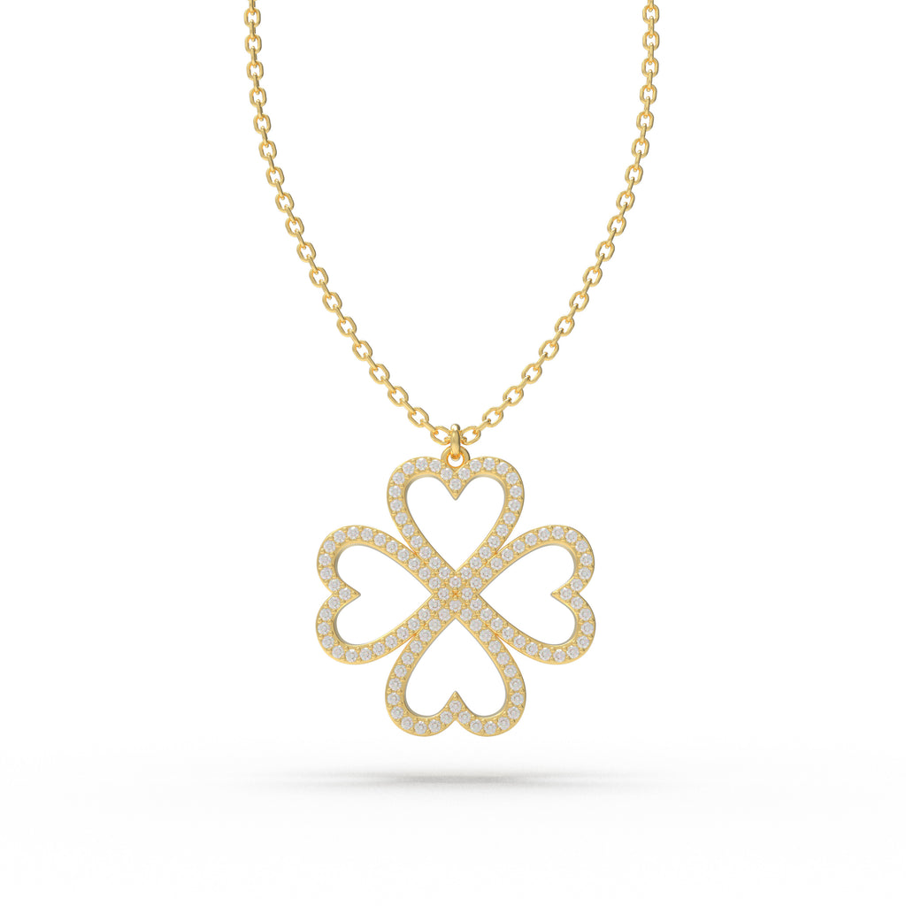 Four Hearts Clover Lab-Grown Diamond Pendant Necklace