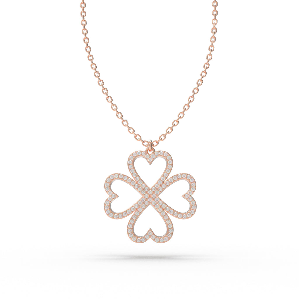 ELVORIQUE 0.50 CTW Lab-Grown Diamond Four-Heart Clover Necklace