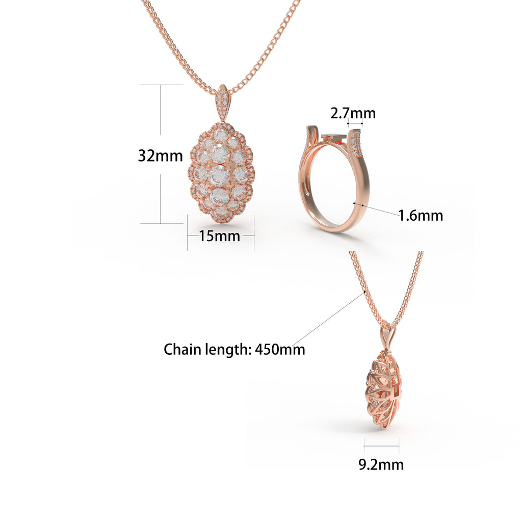3CT Lab-Grown Diamond 2-in-1 Ring & Pendant Necklace in 10K/14K Rose Gold