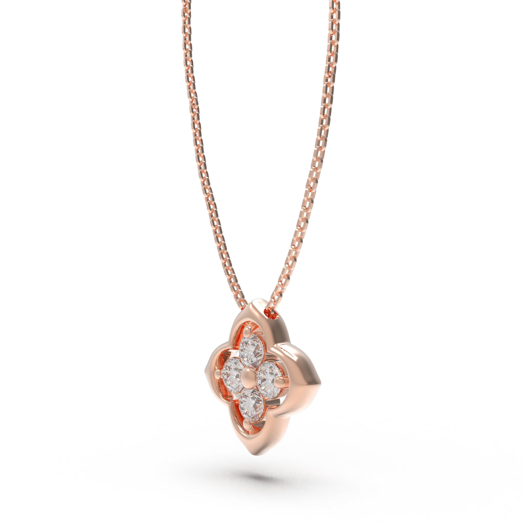 Song-Inspired Four-Petal Rose Gold Diamond Necklace