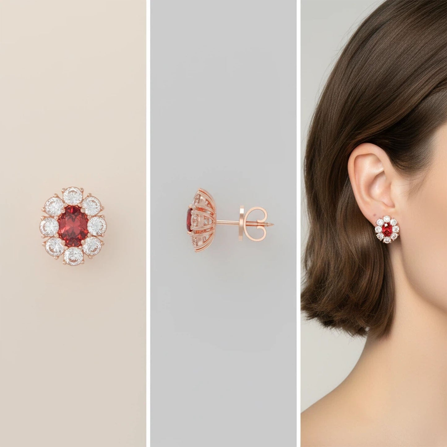 Customizable 10K/14K Rose/White/Yellow Gold Or 950 Platinum Double Lab-Grown Ruby Earrings (1.5ct Total) | VVS1-VVS2 D-E Color | Gift for Women