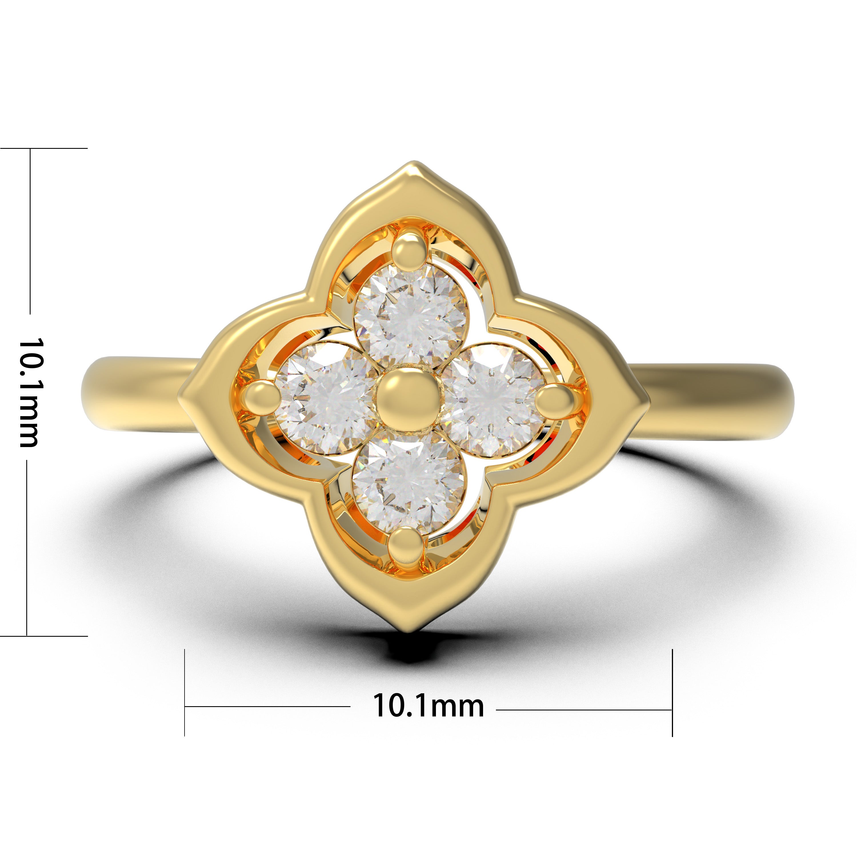 Serene Bloom Yellow Gold Clover Diamond Ring