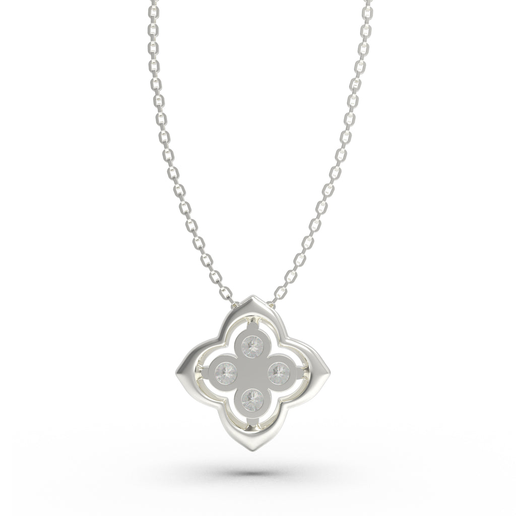 Song-Inspired Four-Petal Moissanite Pendant Necklace