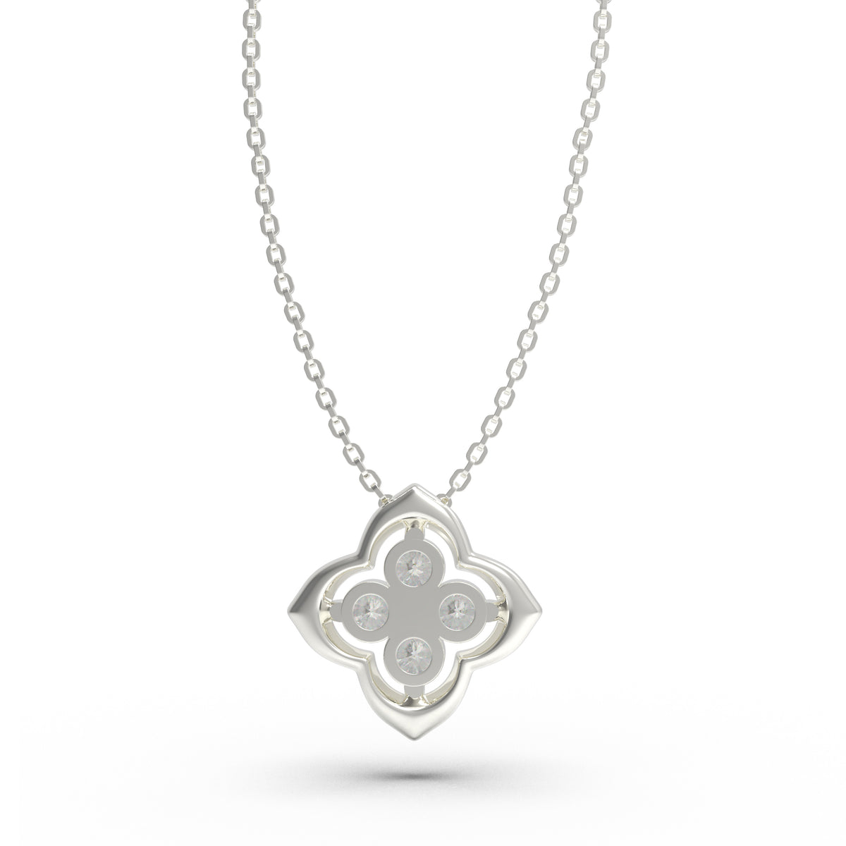 Song-Inspired Four-Petal Moissanite Pendant Necklace