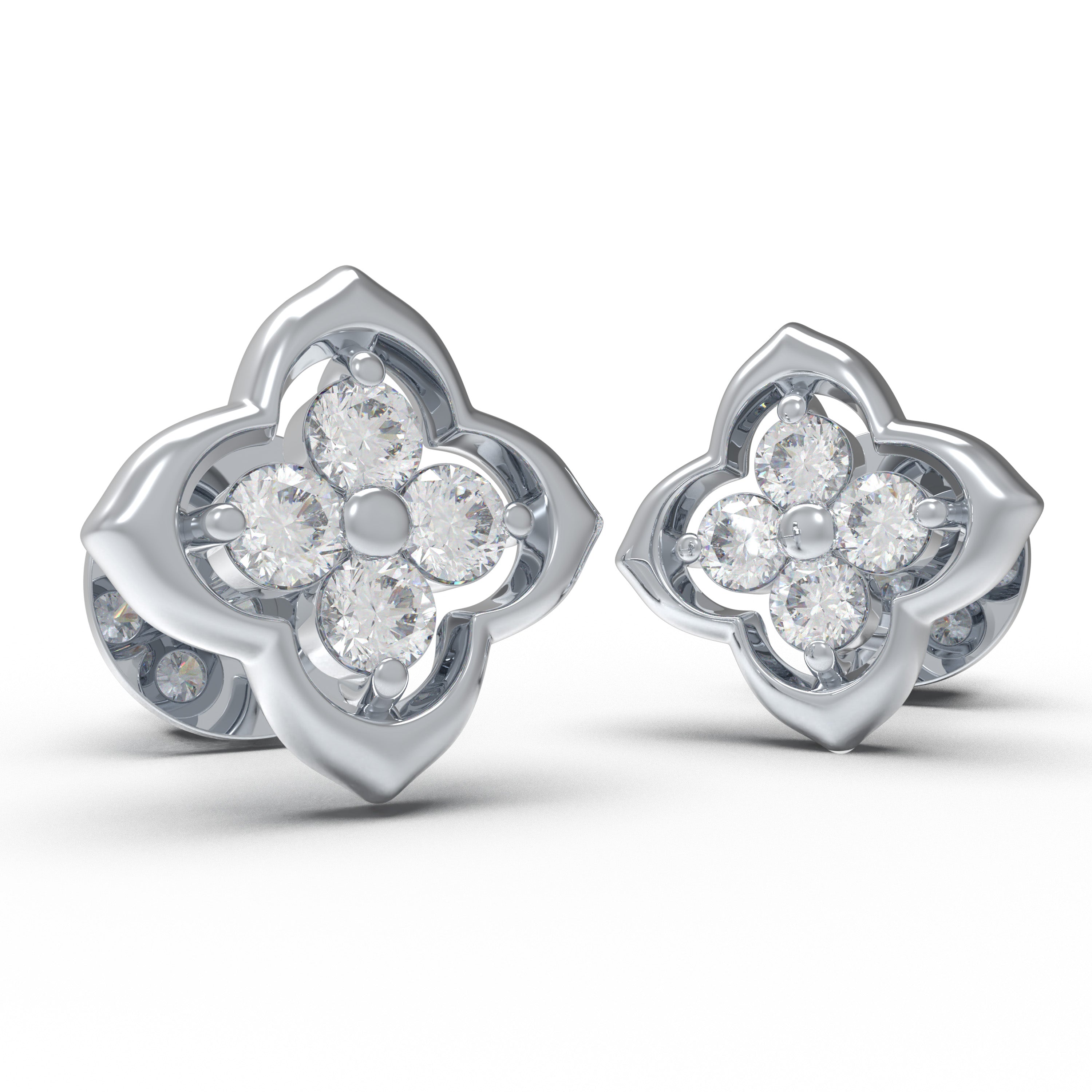 925 Sterling Silver Song Dynasty Inspired Moissanite Stud Earrings, 0.4 CTW, 8 Lab-Created Moissanites for Women
