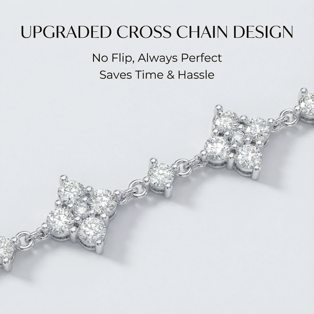 2CTW/3CTW Lab-Grown Diamond Four-Leaf Clover Bracelet in White Gold or Platinum