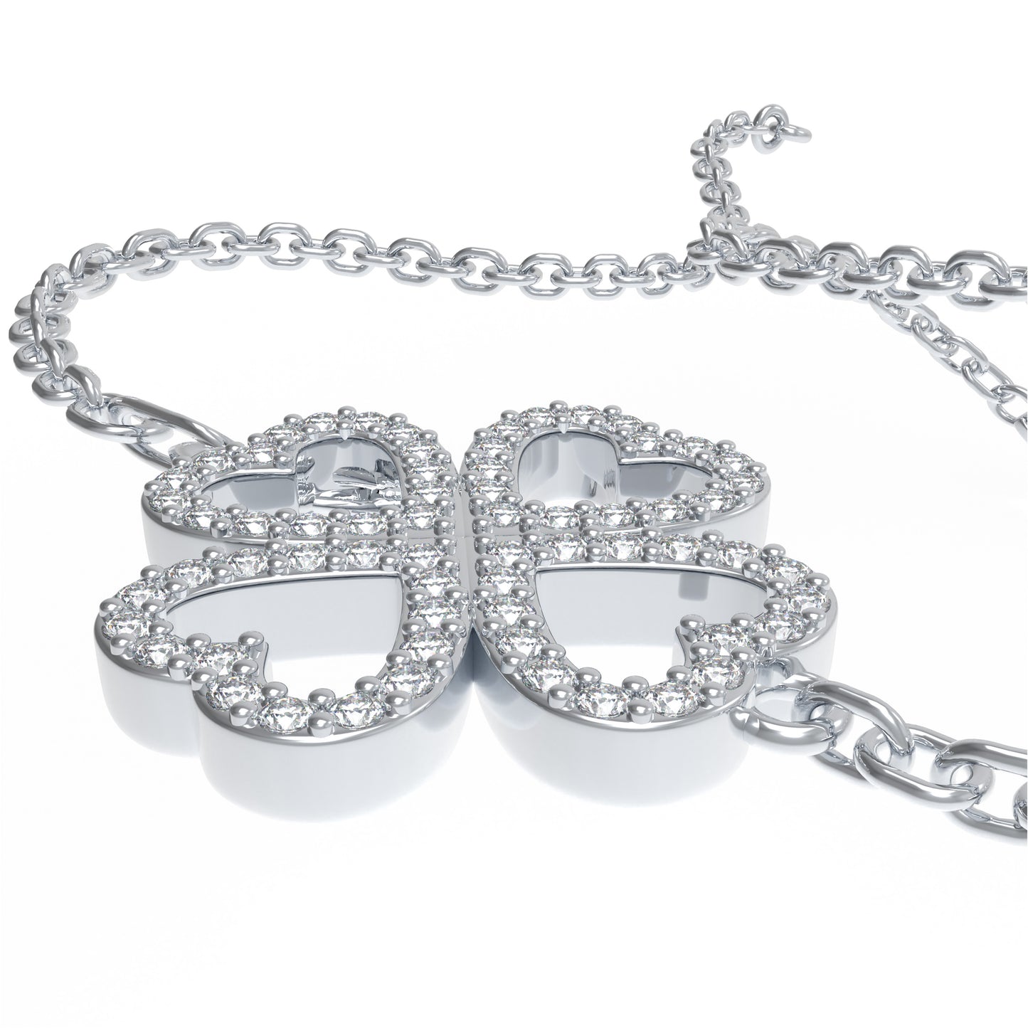 0.4CT Lab Grown Diamond Heart Lucky Bracelet, 10K/14K White Gold & 950 Platinum Hypoallergenic Dainty Jewelry Gift for Women