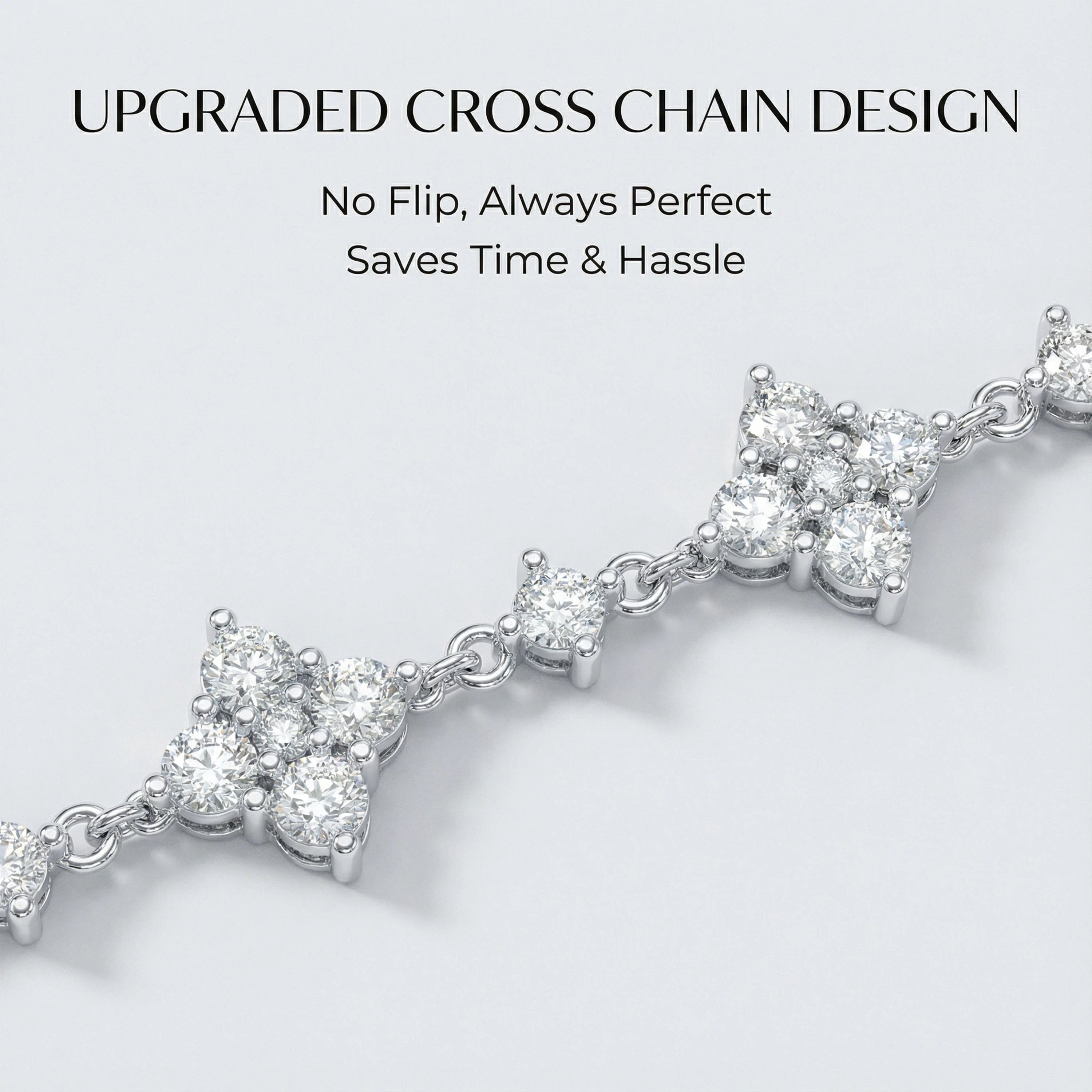 4Leaf Clover Lucky Bracelet – 925 Sterling Silver, Lab-Grown Moissanite, Ideal Gift for Women