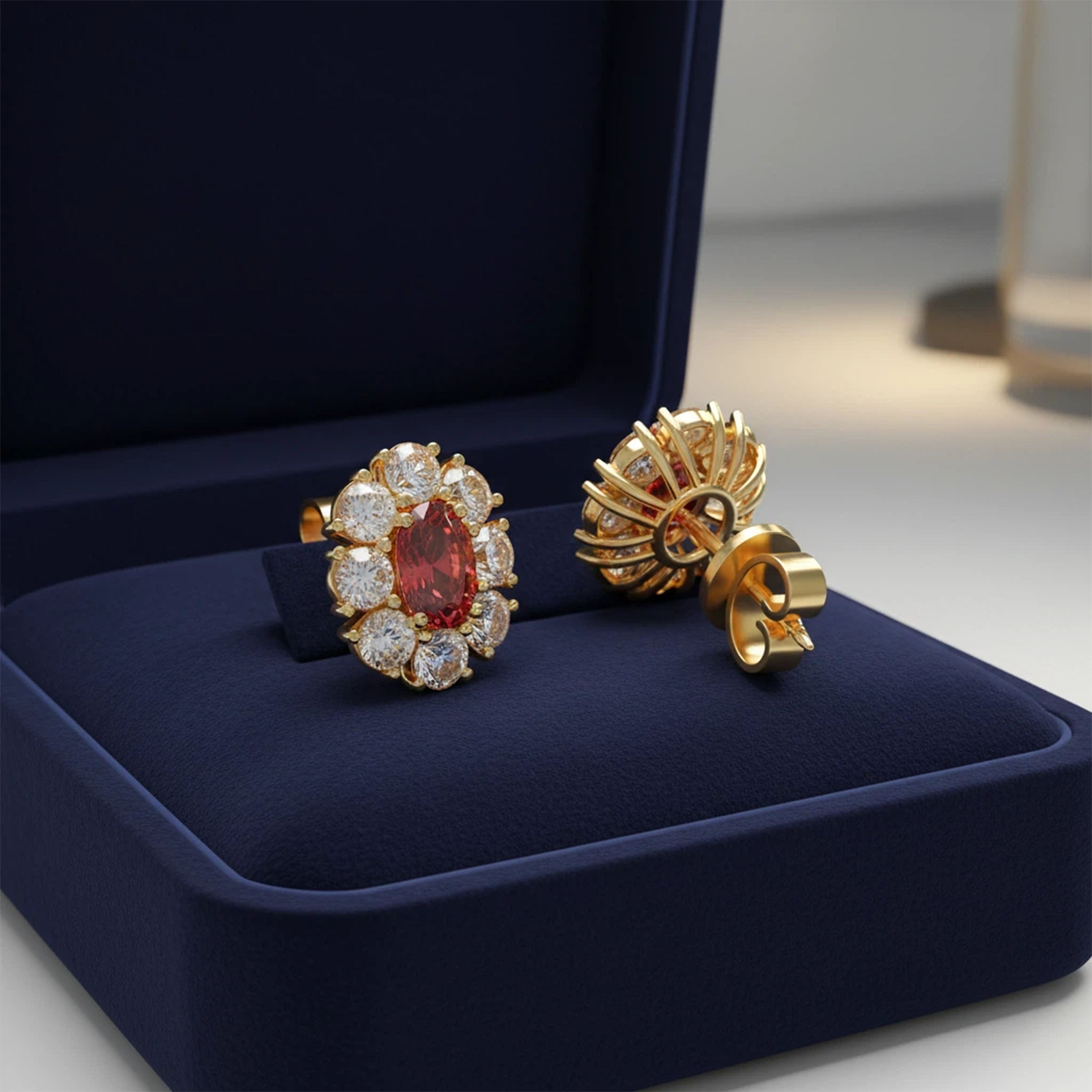 Customizable 10K/14K Rose/White/Yellow Gold Or 950 Platinum Double Lab-Grown Ruby Earrings (1.5ct Total) | VVS1-VVS2 D-E Color | Gift for Women