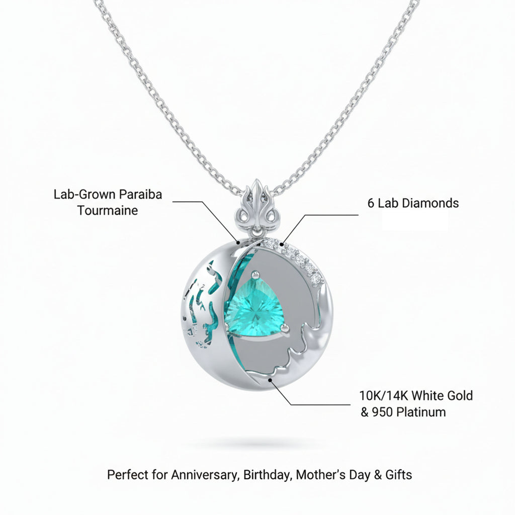 1CT Pear-Cut Lab-Grown Paraíba & Diamond Pendant Necklace