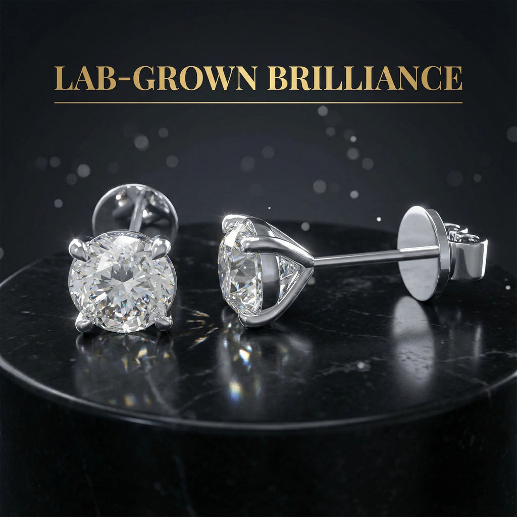 Pure First Light Lab-Grown Diamond Solitaire Stud Earrings