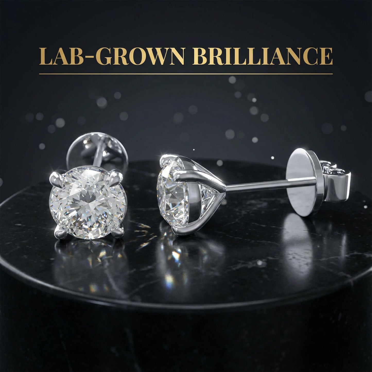Lab-Grown Diamond Stud Earrings for Women, 0.5ct/1ct D-E VVS1-VVS2, 10K/14K White Gold & Platinum 950, Gift for Her
