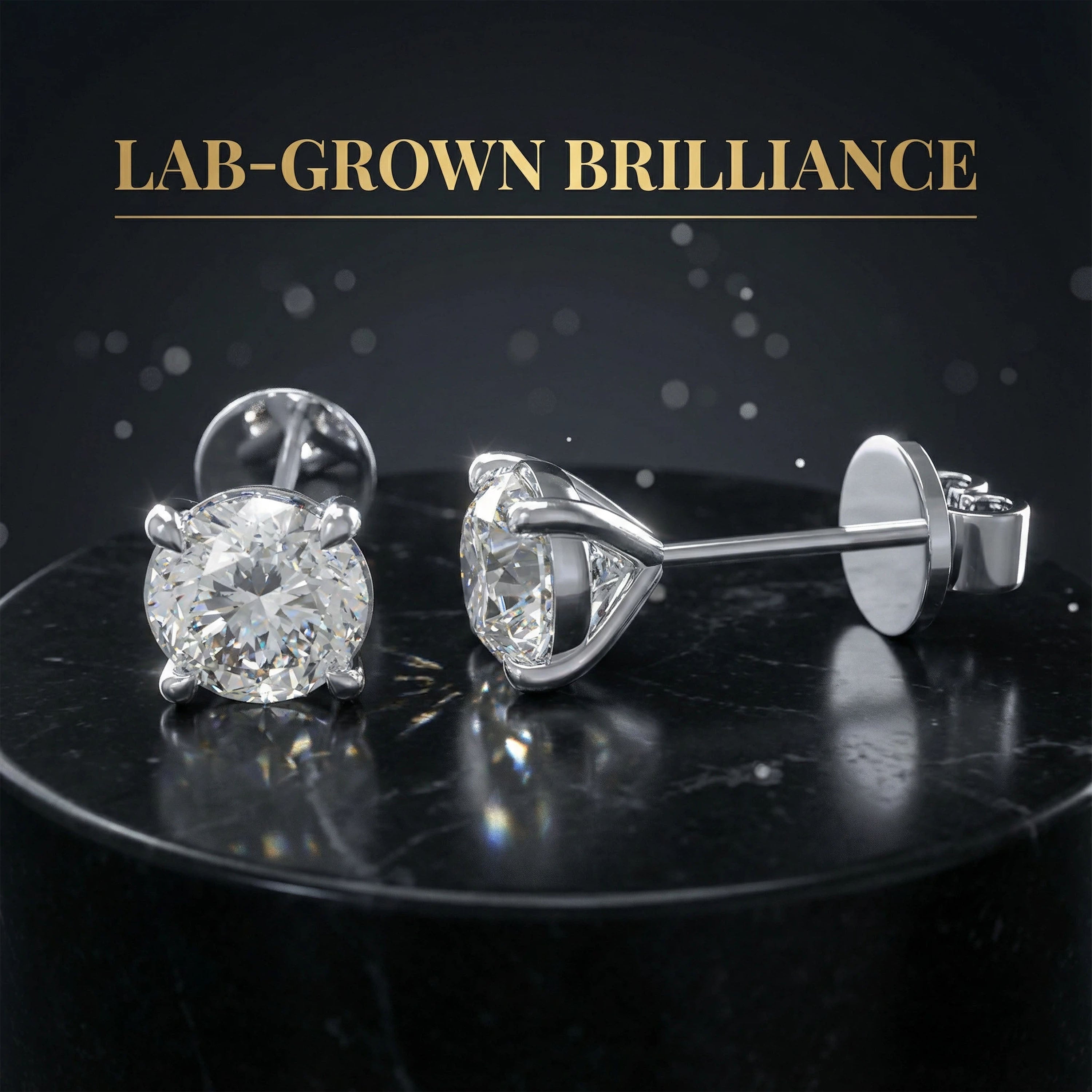 Lab-Grown Diamond Stud Earrings for Women, 0.5ct/1ct D-E VVS1-VVS2, 10K/14K White Gold & Platinum 950, Gift for Her