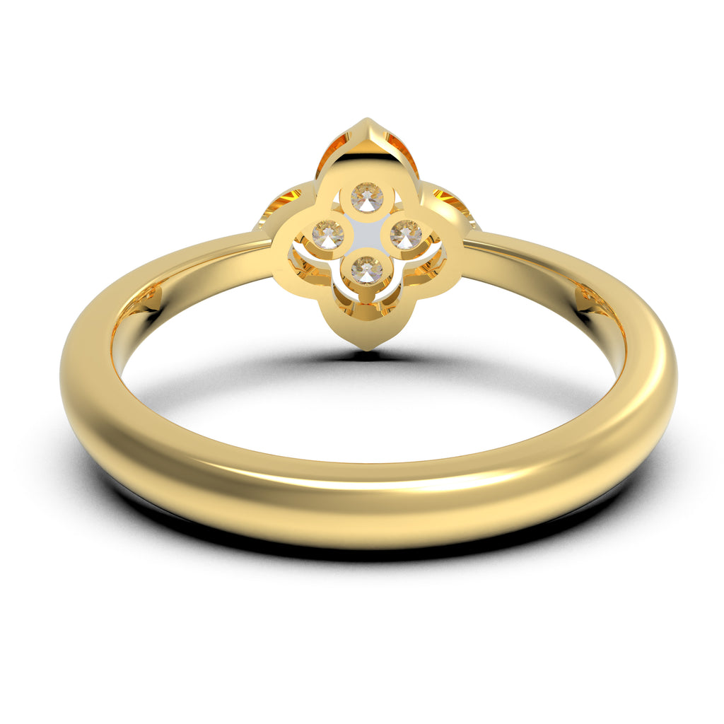 Serene Bloom Yellow Gold Clover Diamond Ring