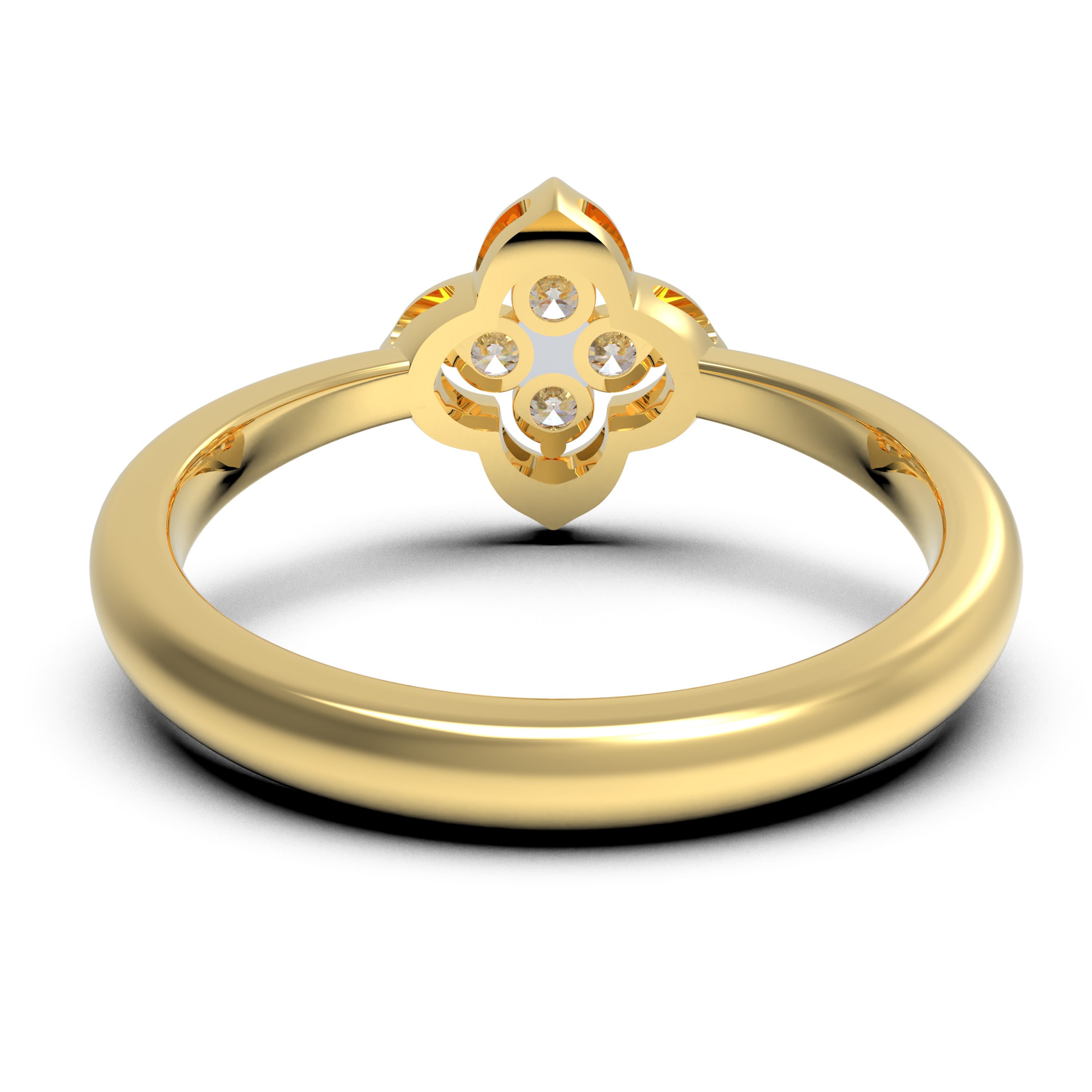 Serene Bloom Yellow Gold Clover Diamond Ring