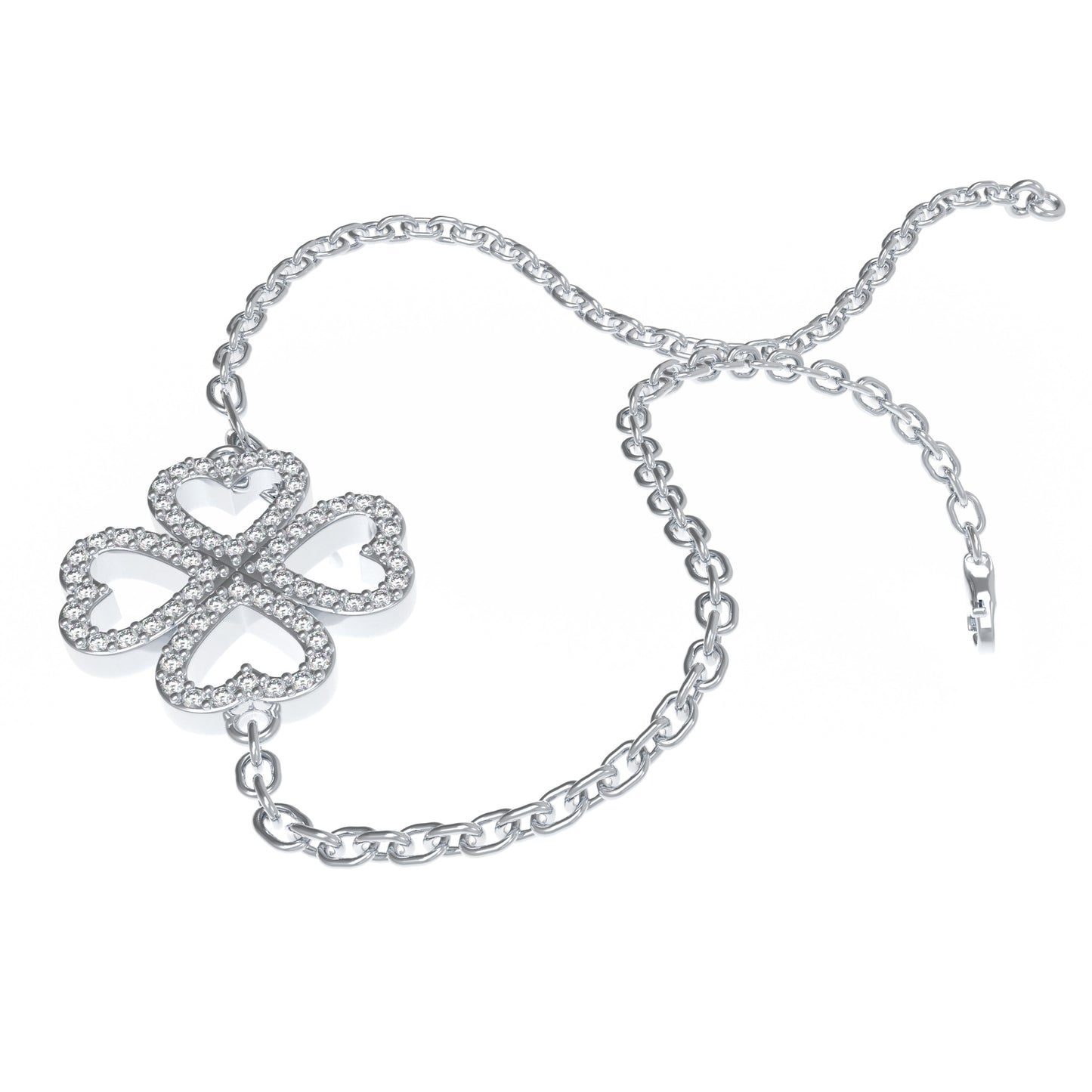 0.4CT Lab Grown Moissanite Heart Lucky Bracelet, 925 Sterling Silver Hypoallergenic Dainty Bracelet, Jewelry Gift for Women Anniversary Holiday Birthday
