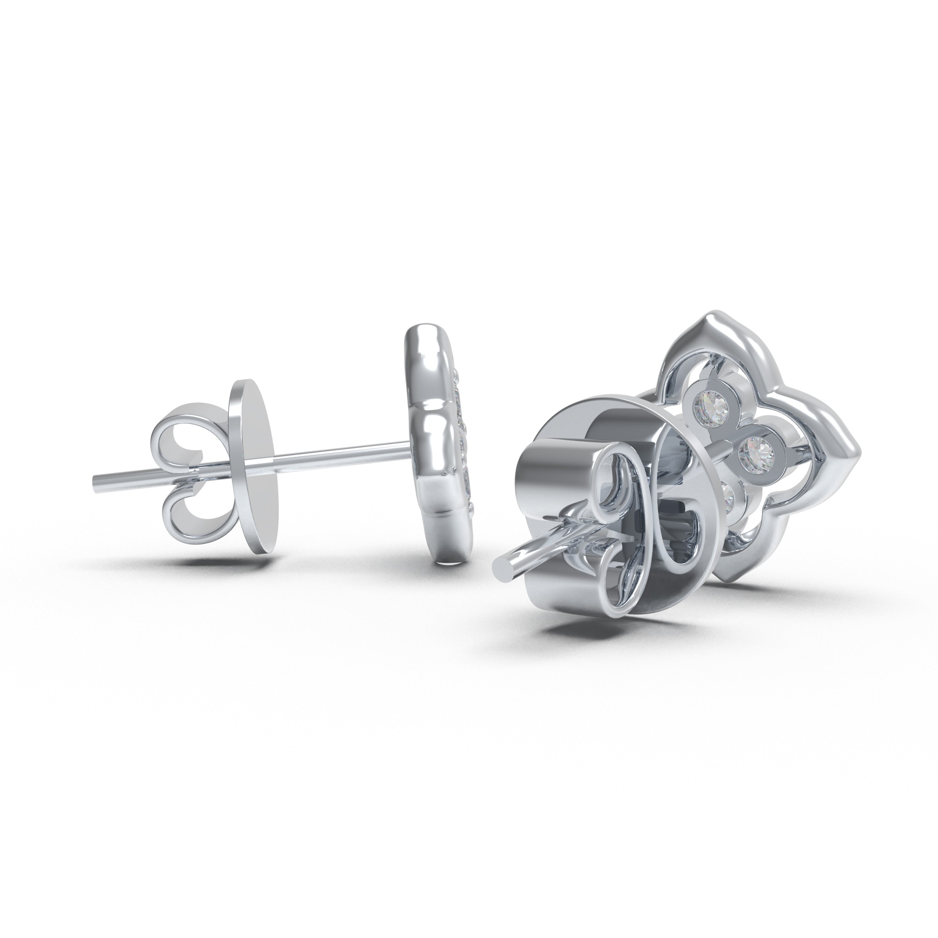 925 Sterling Silver Song Dynasty Inspired Moissanite Stud Earrings, 0.4 CTW, 8 Lab-Created Moissanites for Women