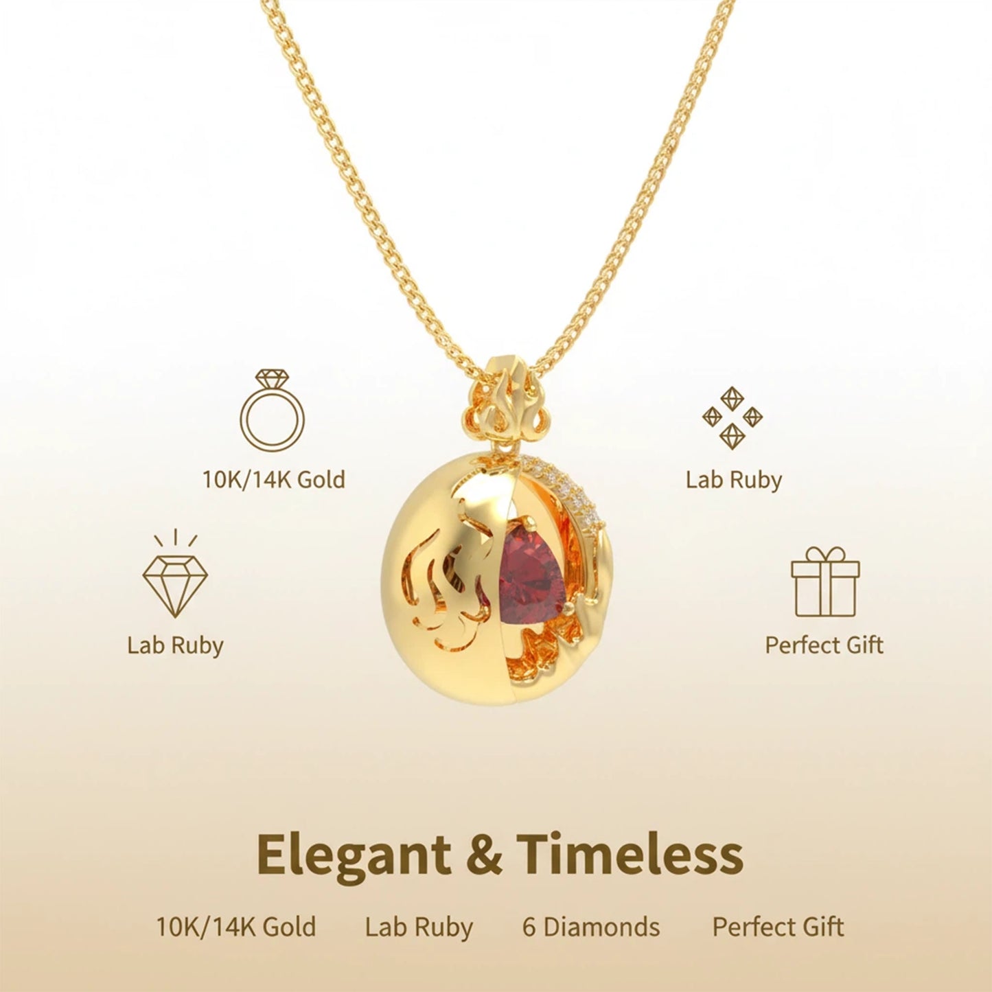Lab-Grown 1CT Ruby Pendant Necklace with 6 VVS1-VVS2 D-E Color Diamonds, 10K/14K White/Yellow/Rose Gold & Platinum, Ideal Gift for Anniversary/Valentine’s Day/Christmas