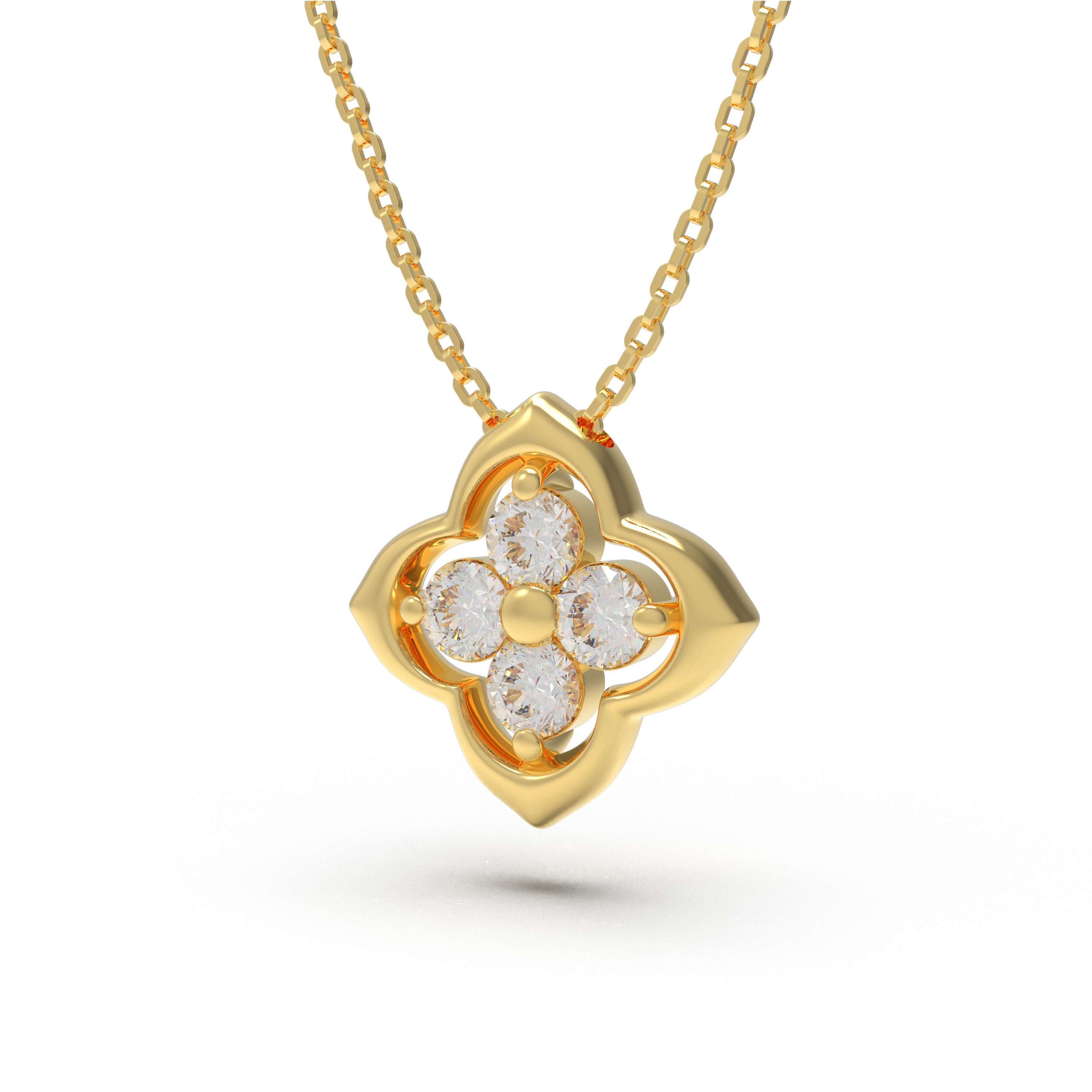Women's Yellow Gold Pendant Necklace, 0.4ct Lab-Grown Diamond, Song Dynasty Aesthetics Jewelry, Ideal Gift for Sister, Mother, Lover, Client