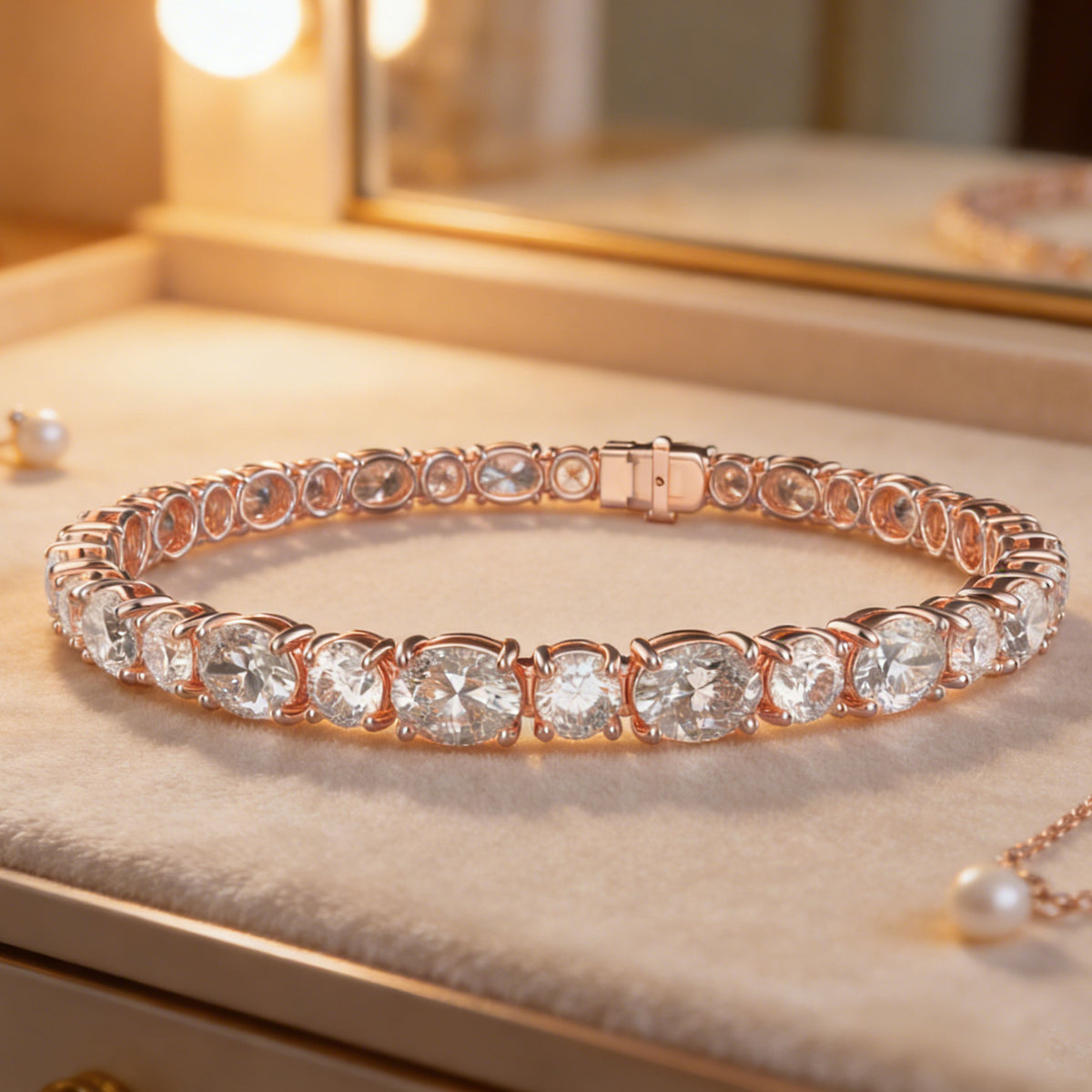ELVORIQUE 4–10 CTW Lab-Grown Diamond Tennis Bracelet in Rose Gold