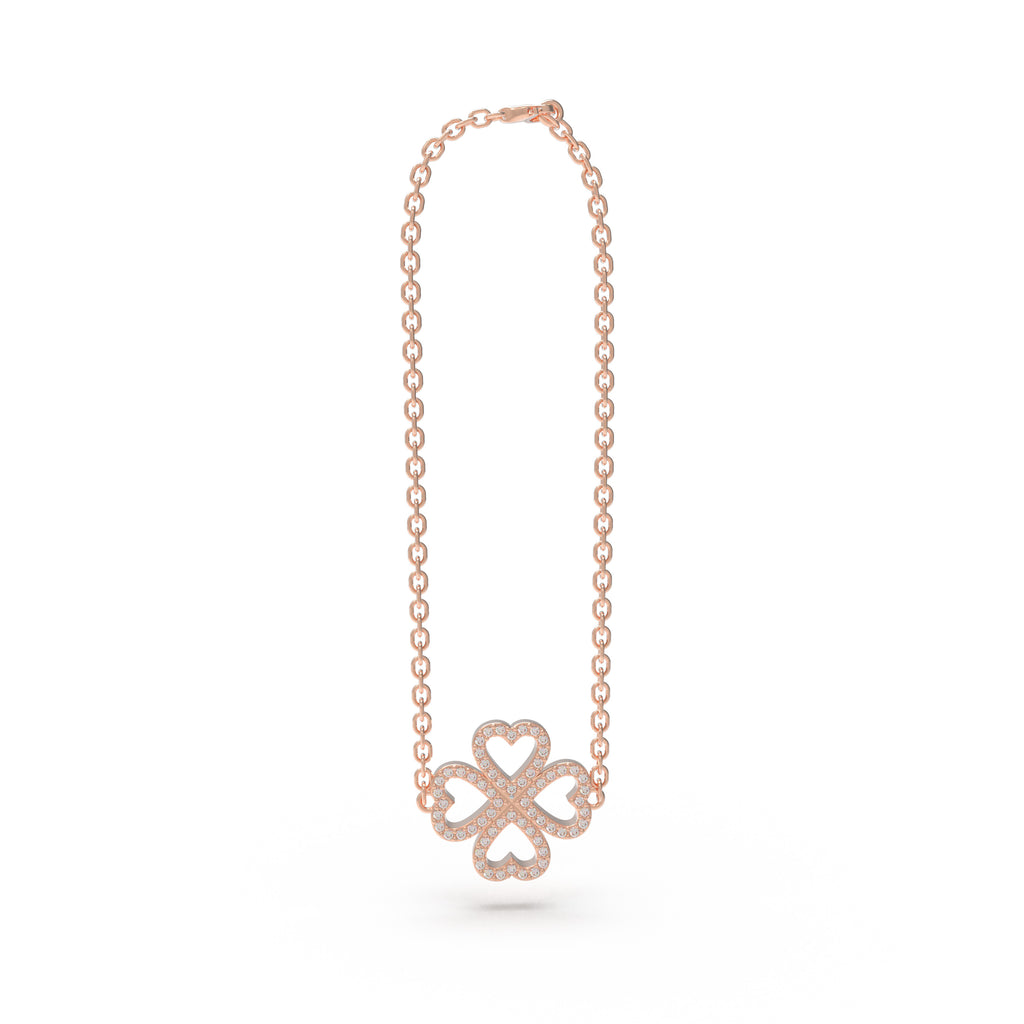 Lucky Hearts Clover Lab-Grown Diamond Bracelet in Rose Gold