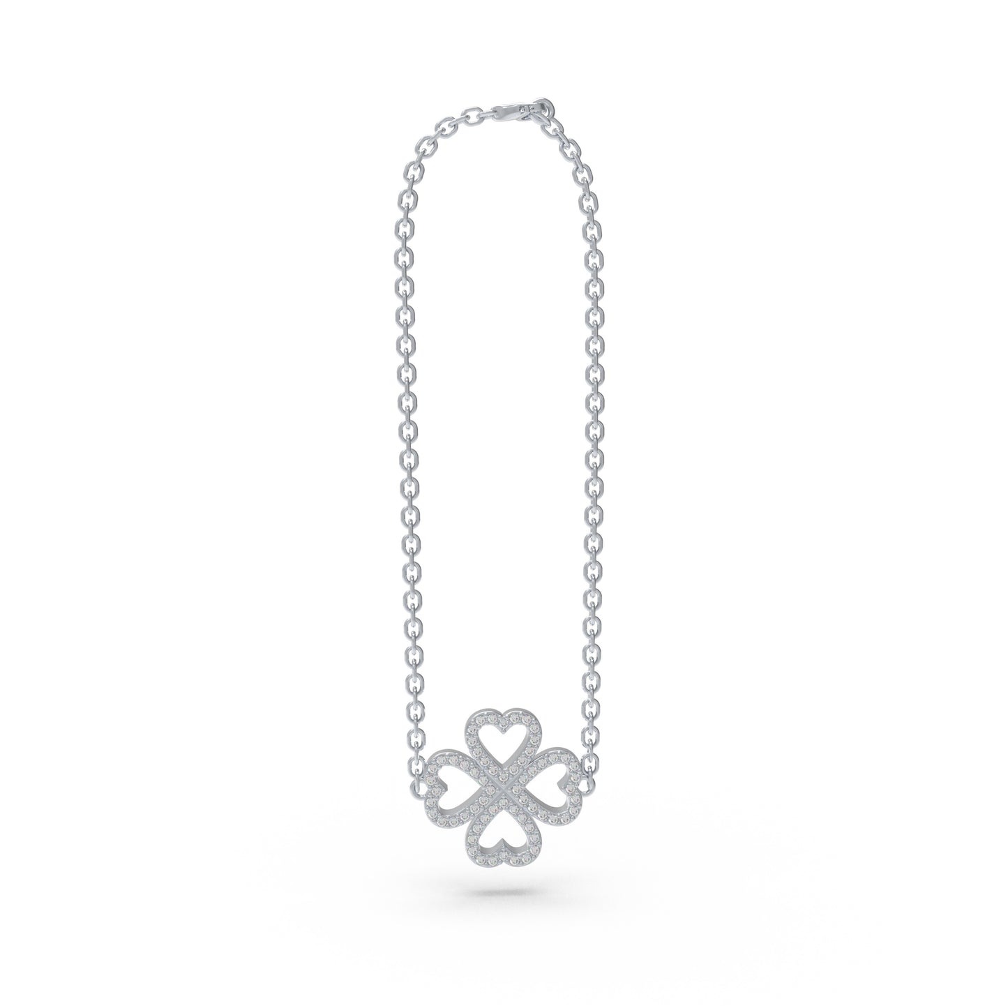 0.4CT Lab Grown Diamond Heart Lucky Bracelet, 10K/14K White Gold & 950 Platinum Hypoallergenic Dainty Jewelry Gift for Women