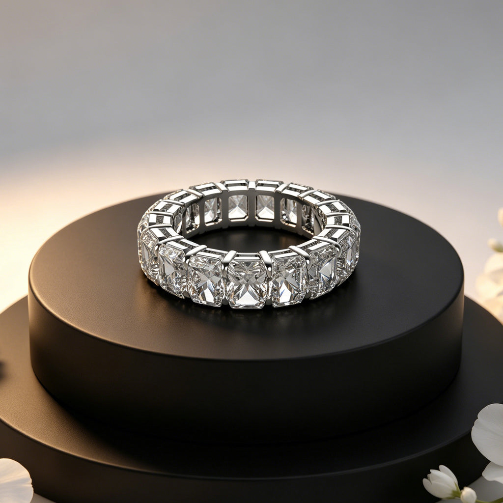 3.6ct Lab-Grown Moissanite Sterling Silver Engagement Ring for Women - Customizable Eternal Covenant Full Diamond Round Ring(Engravable - Custom Text Available)