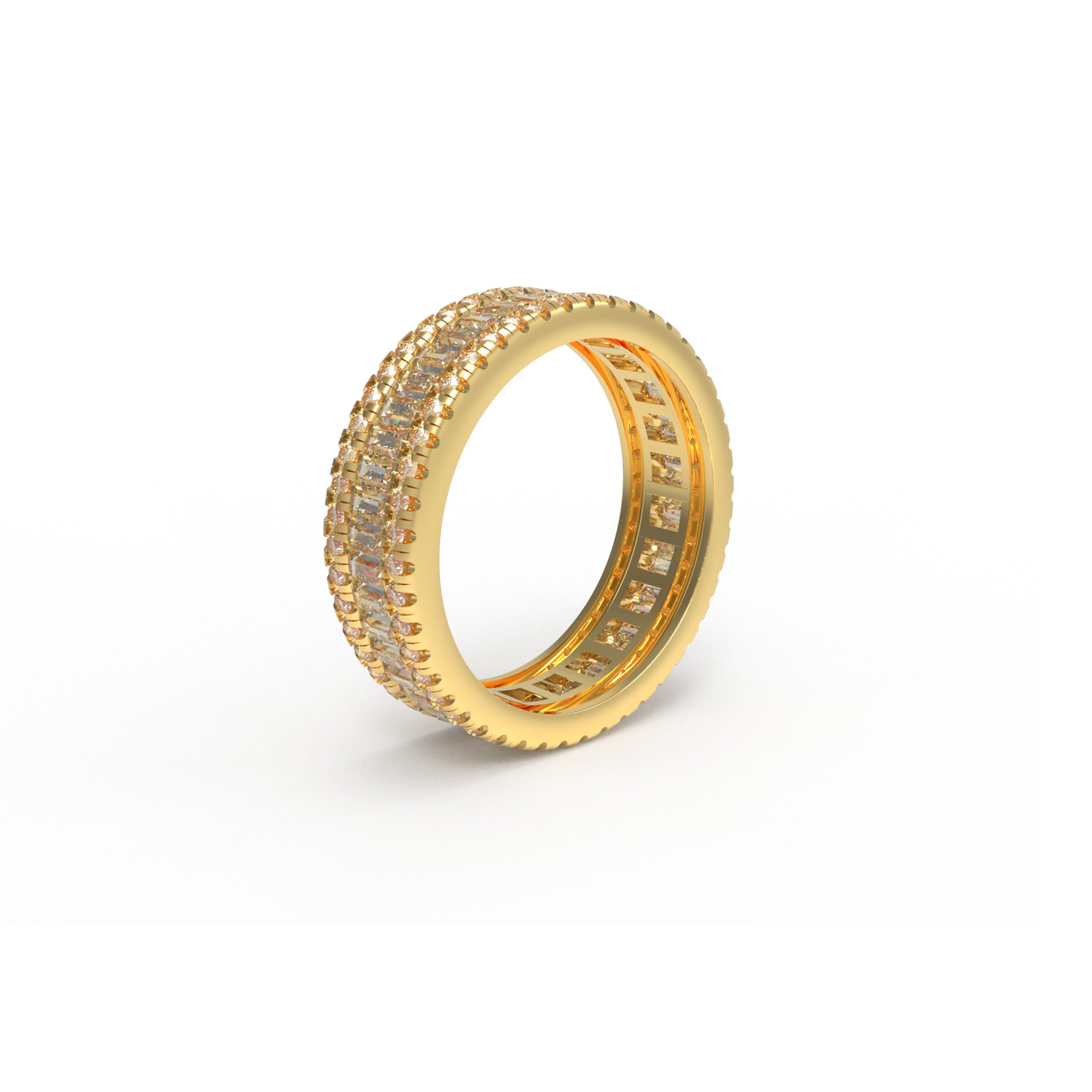 Golden Eternal Colonnade 3CT Three-Row Lab-Grown Diamond Eternity Ring