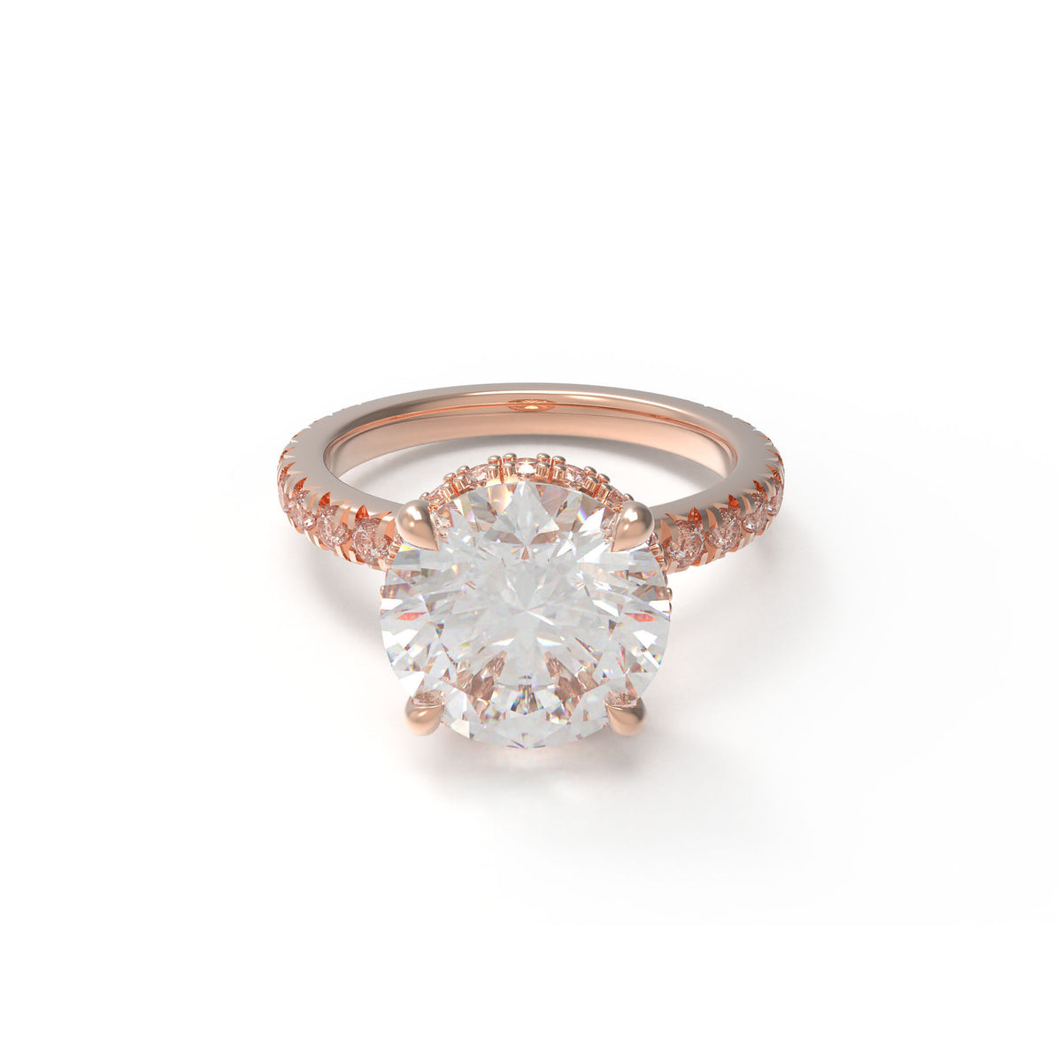 Handmade Rose Gold Lab-Grown Diamond Pavé Engagement Ring – 1CT/2CT/3CT