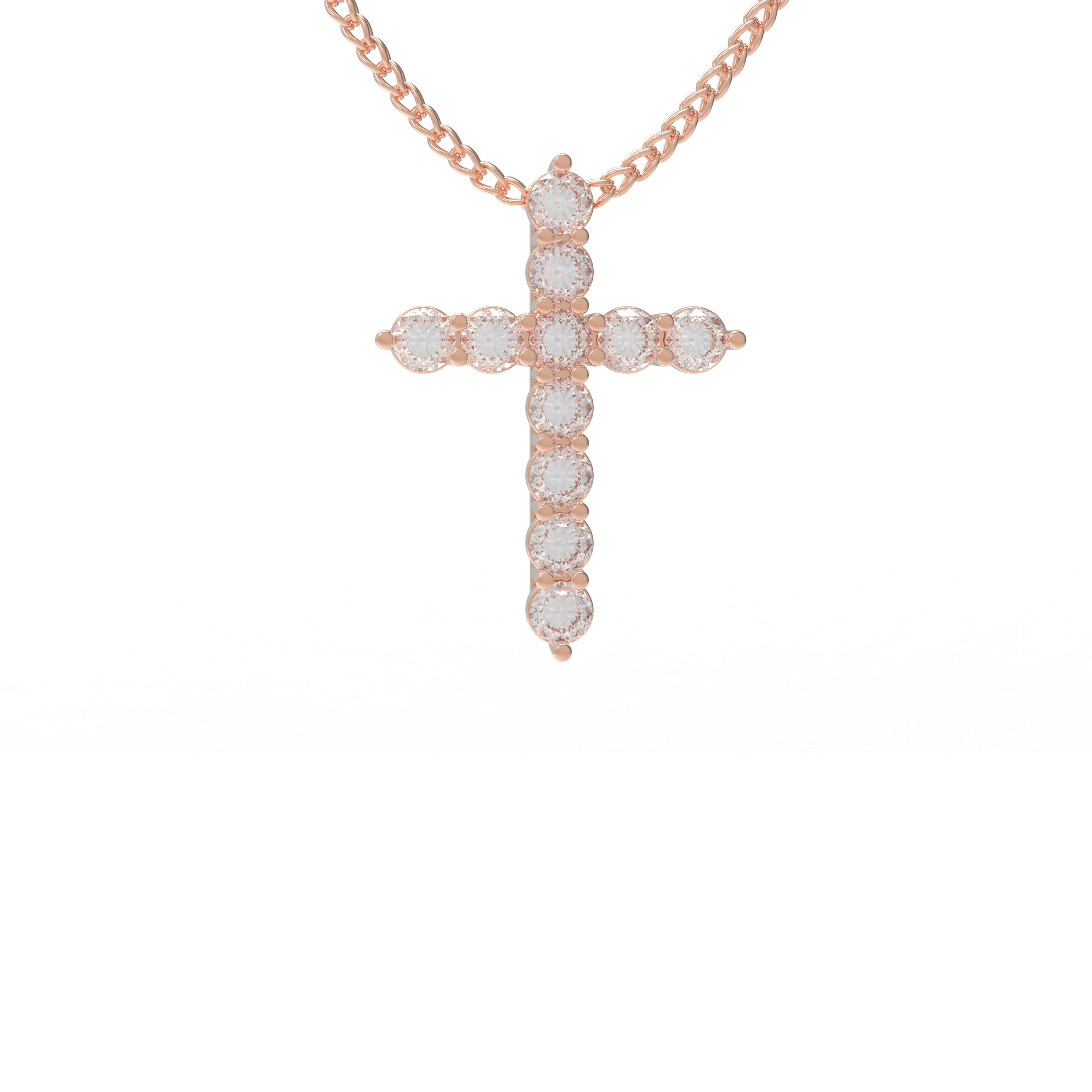 10K/14K Rose Gold Pendant Necklace with 1ct Lab-Created Diamonds (11 Round 3mm, VVS1-VVS2 D-E) - 450mm Chain, Gift for Her