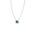 Evergreen Dew Cushion-Cut Lab-Grown Emerald Pendant Necklace in Sterling Silver