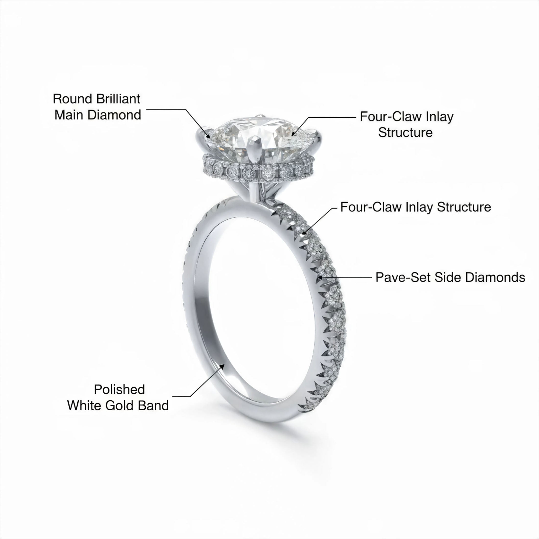 Eternal Crown Platinum Hidden Halo Engagement Ring（D-VVS2）
