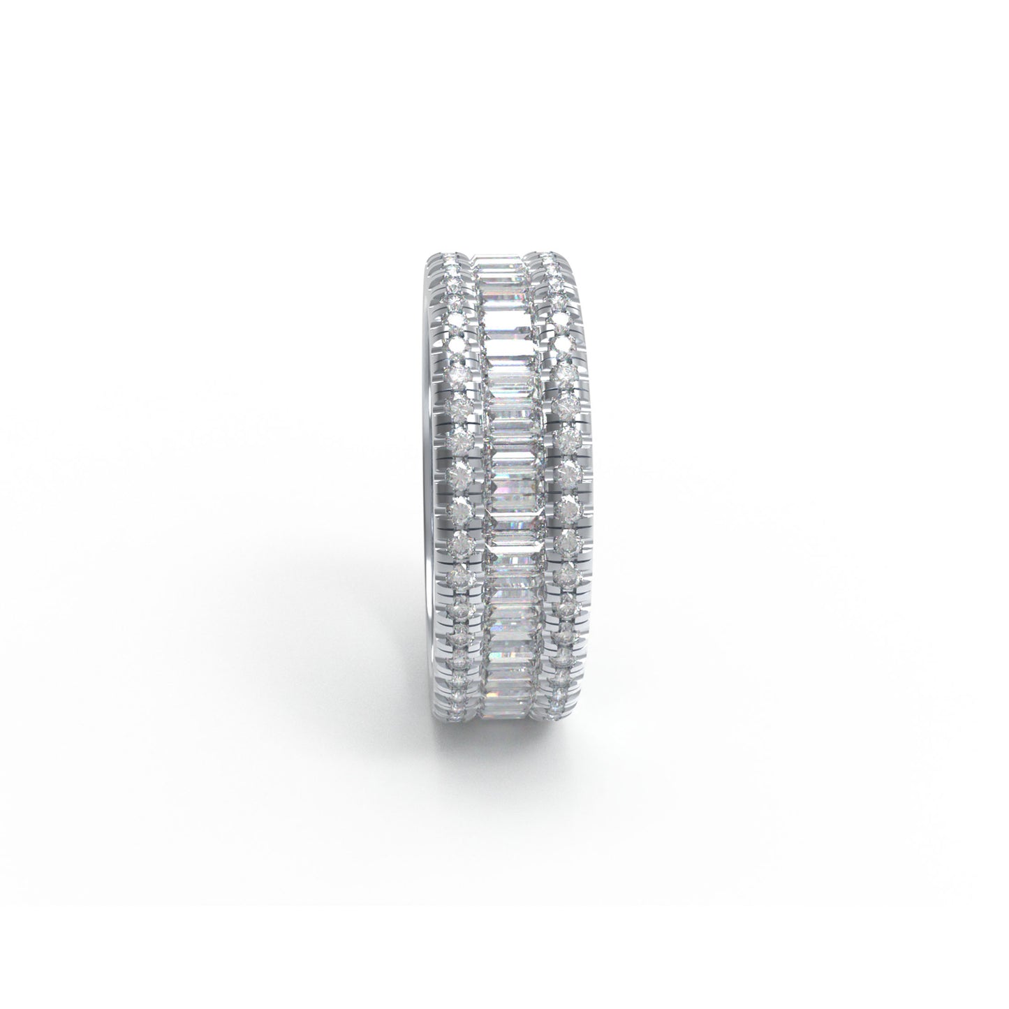 925 Silver Eternity Ring – 96 Round & 45 Baguette Moissanite – Engagement Wedding Band