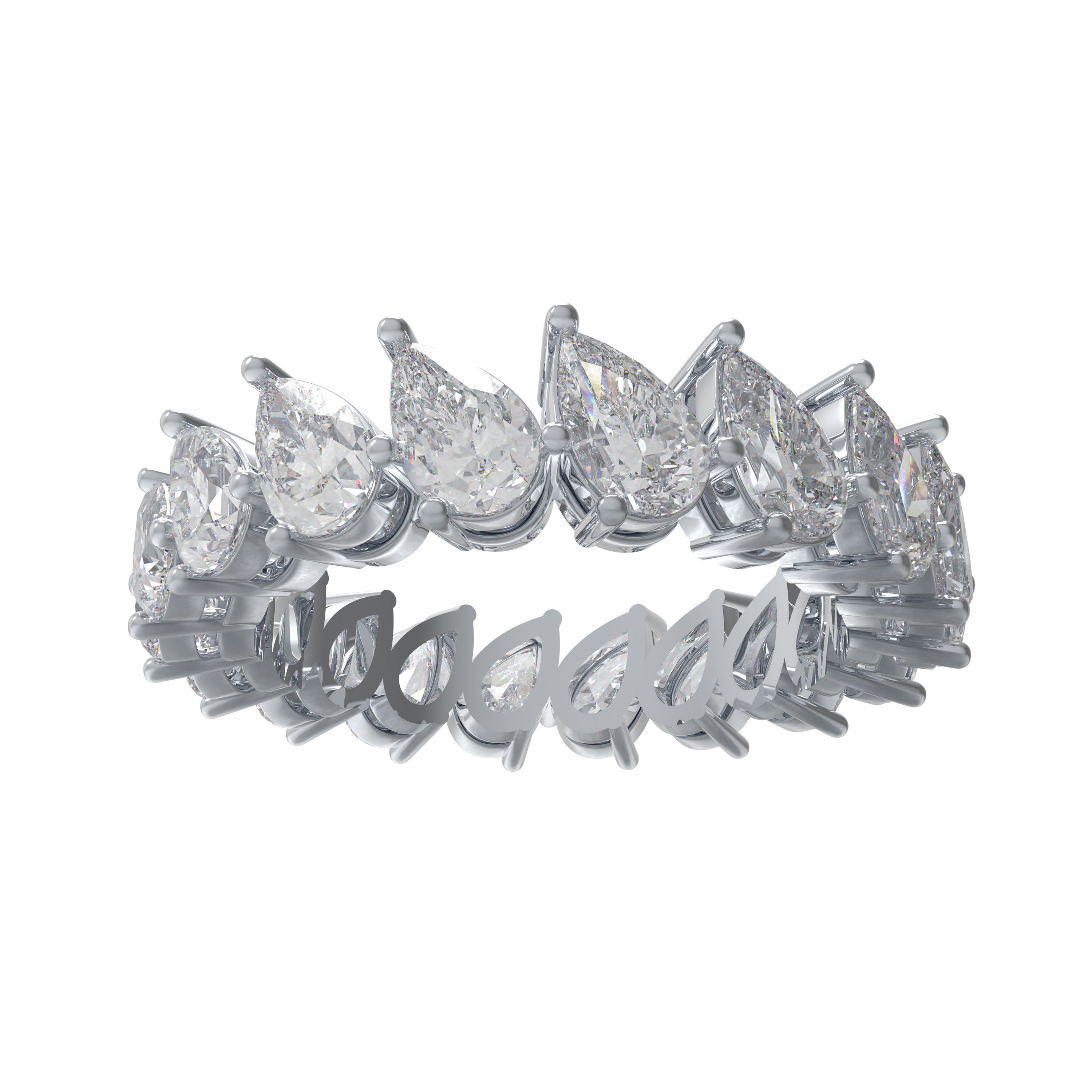 Drops of Eternity 3 CTW Pear-Cut Moissanite Full Eternity Band in 925 Sterling Silver