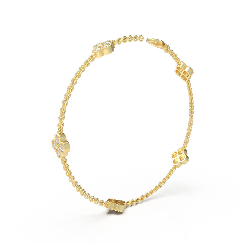 ELVORIQUE Lucky Clover Lab-Grown Diamond Bracelet