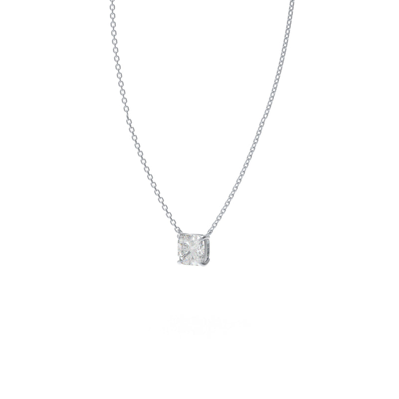 ELVORIQUE JEWELRY Handmade 925 Sterling Silver Cushion Cut Moissanite Pendant Necklace, Perfect Gift for Holidays and Daily Wear