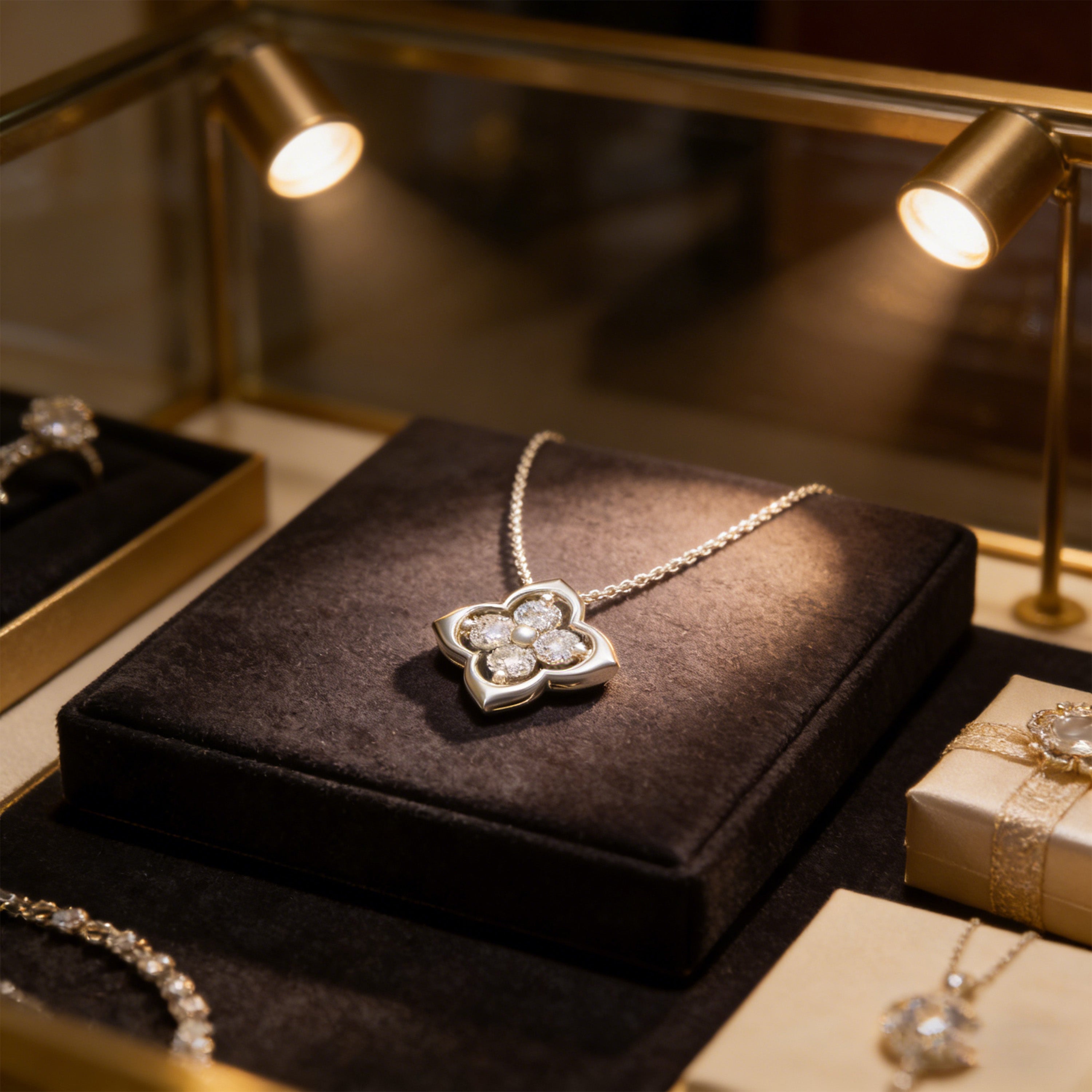 Women's Sterling Silver Pendant Necklace, 0.4ct Lab-Grown Diamond, Song Dynasty Aesthetics Jewelry, Ideal Gift for Sister, Mother, Lover, Client