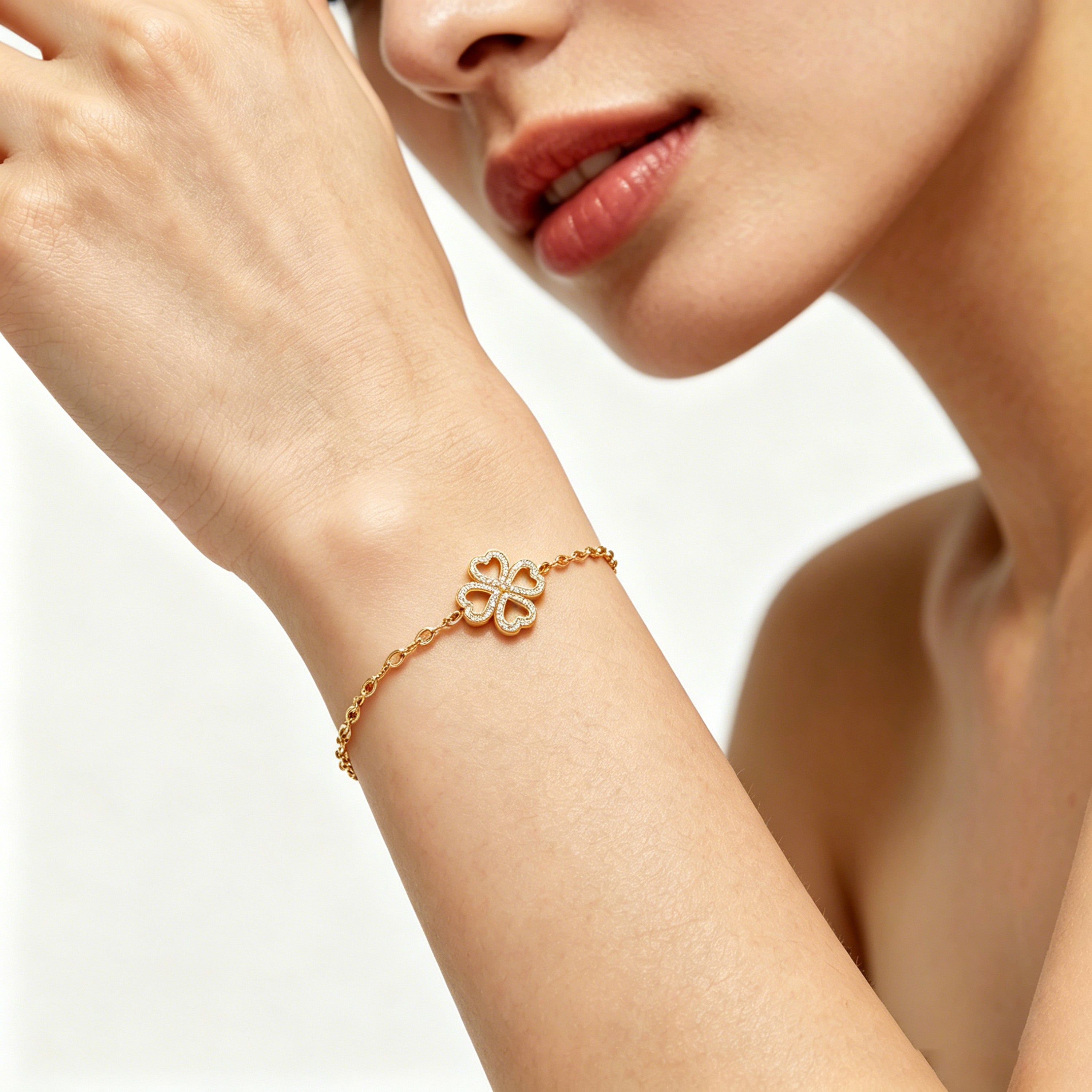 0.4CT Lab Grown Diamond Heart Lucky Bracelet, 10K/14K Solid Gold Hypoallergenic Dainty Bracelet, Jewelry Gift for Women Anniversary Holiday Birthday