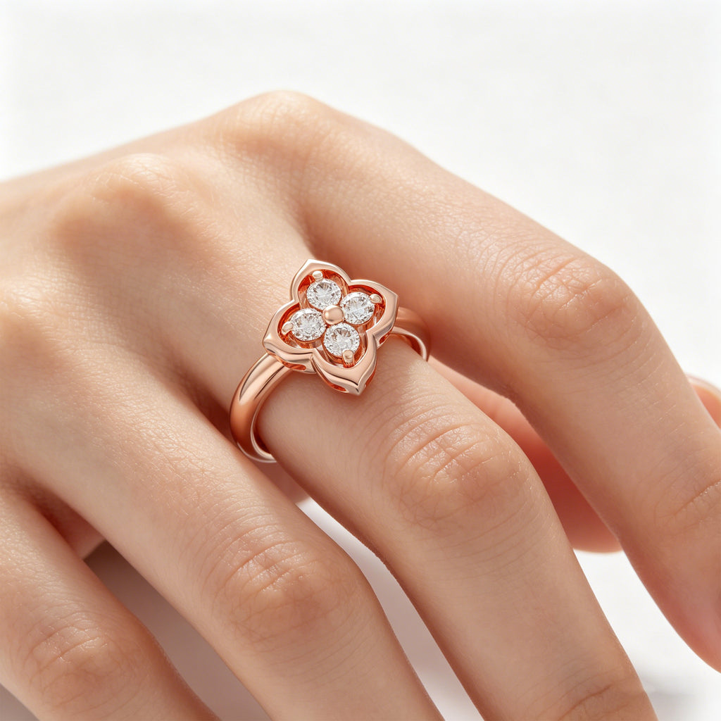 Serene Bloom Clover Diamond Ring