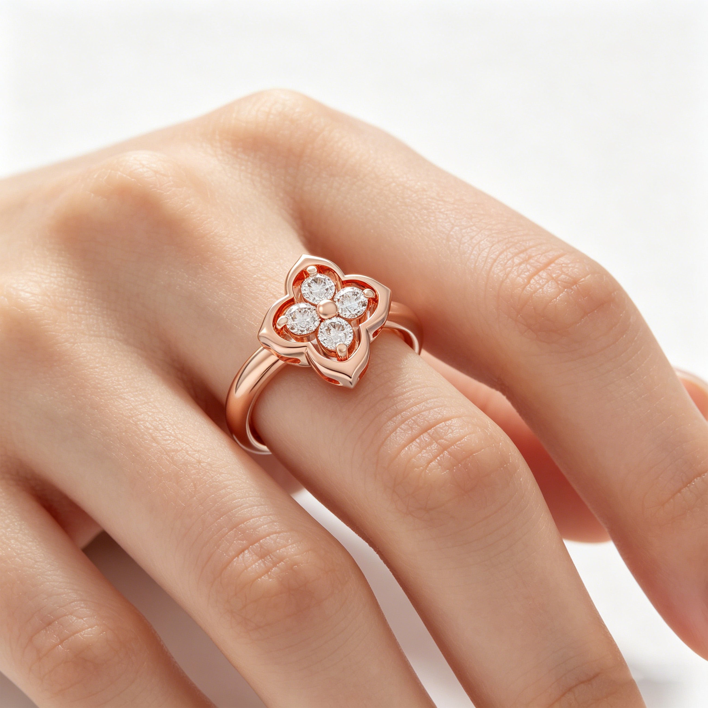 Serene Bloom Clover Diamond Ring